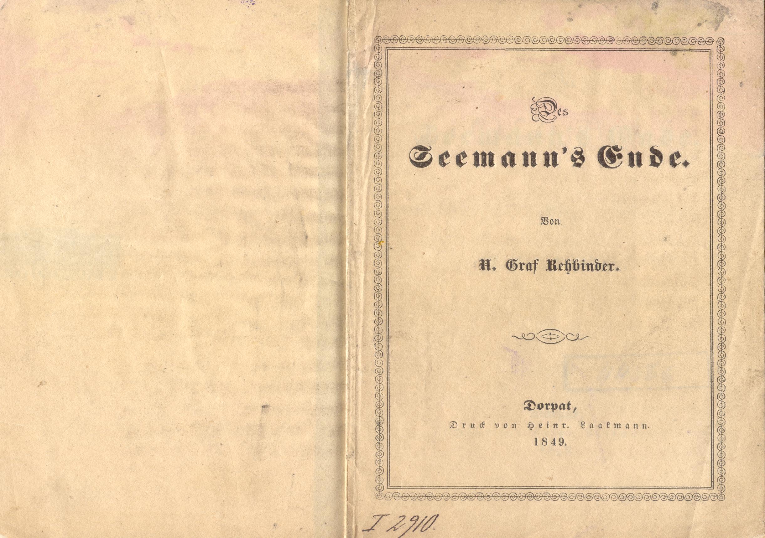 Des Seemann's Ende (1849) | 1. Обложки