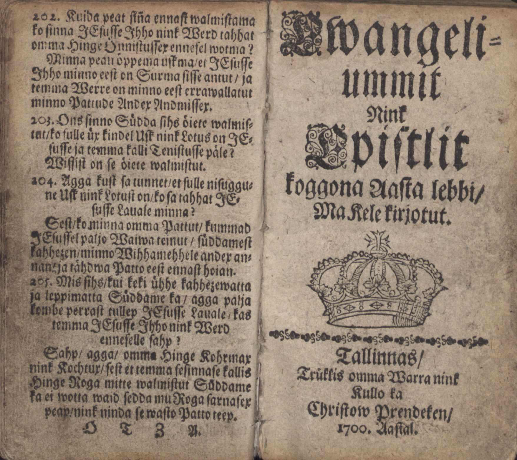 Ewangeliummit Nink Epistlit (1700) | 1. Tiitelleht
