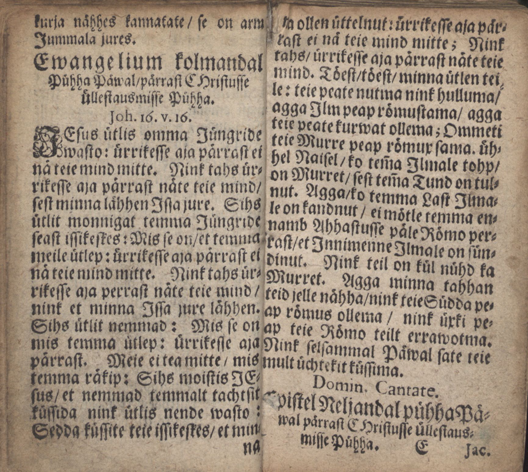 Ewangeliummit Nink Epistlit (1700) | 46. Haupttext