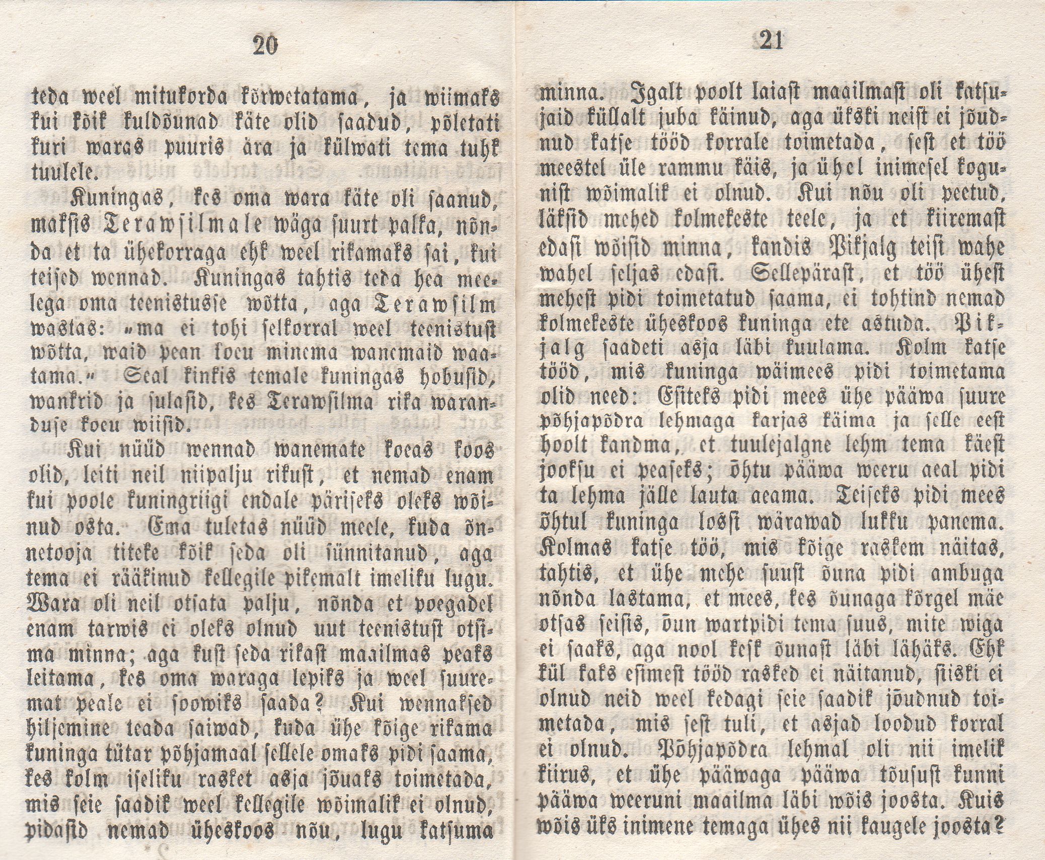 Eesti rahva ennemuistsed jutud ja vanad laulud (1860) | 34. (20-21) Põhitekst