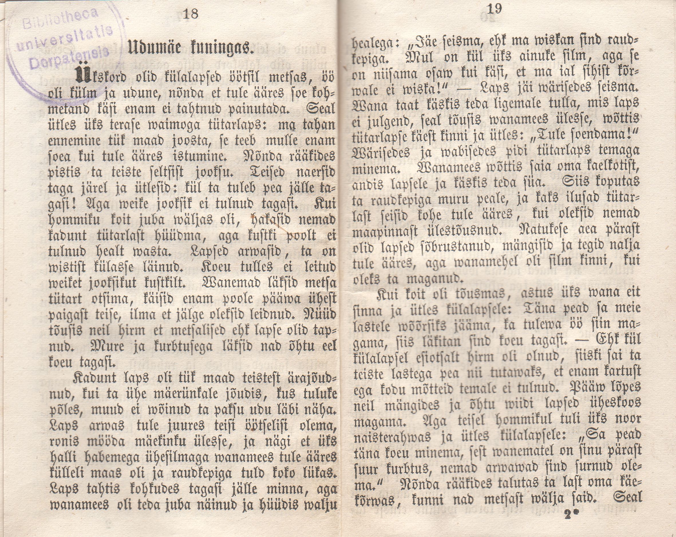 Eesti-rahwa Ennemuistsed jutud ja Wanad laulud [3] (1864) | 11. (18-19) Haupttext