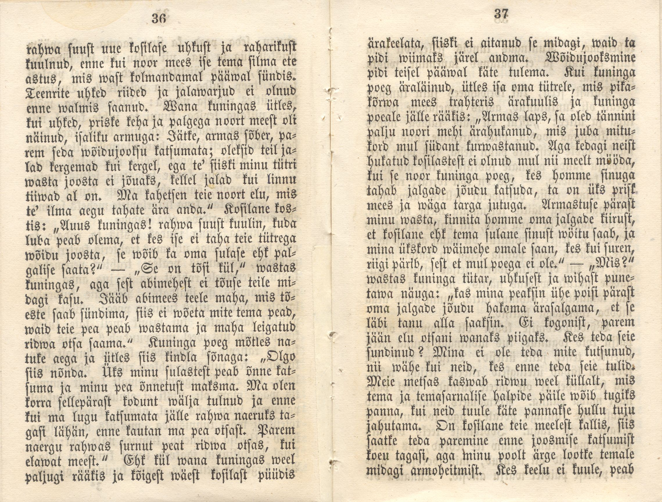 Eesti rahva ennemuistsed jutud ja vanad laulud (1860) | 76. (36-37) Main body of text