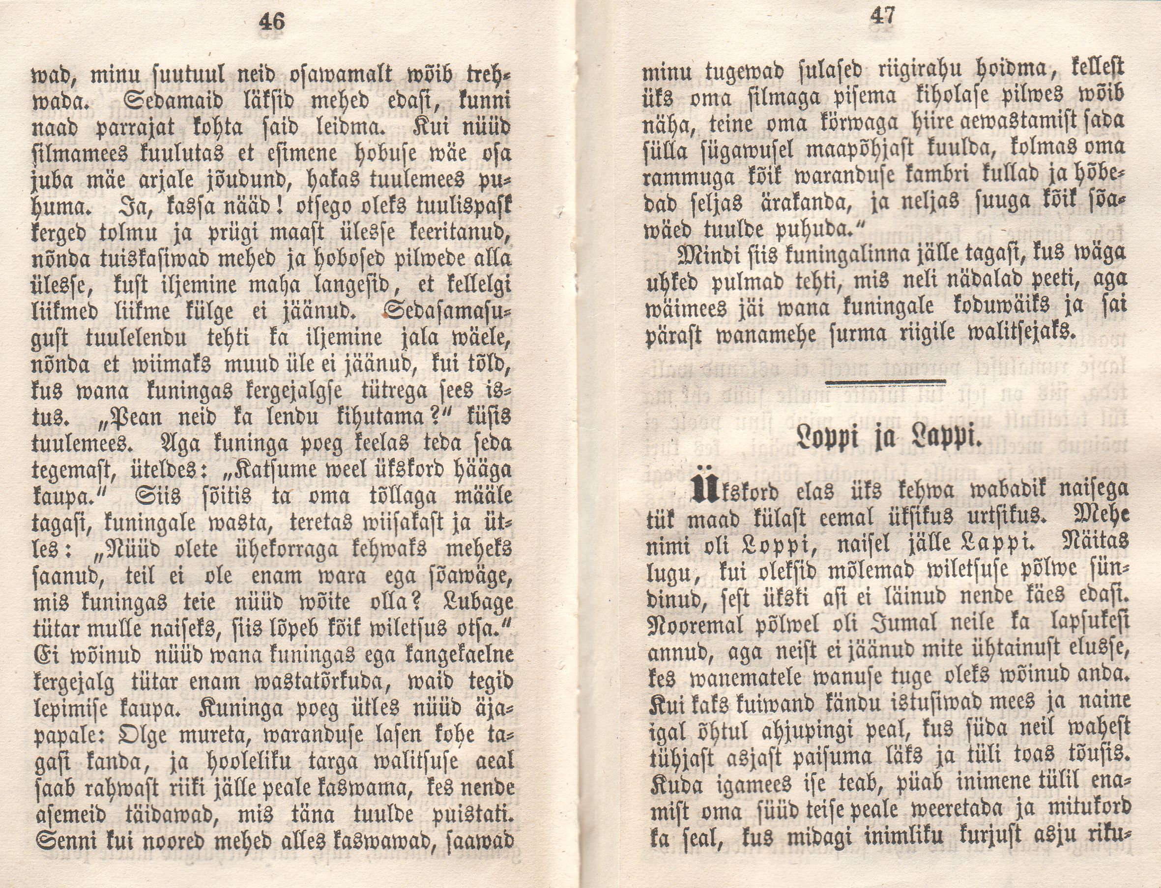 Eesti-rahwa Ennemuistsed jutud ja Wanad laulud [3] (1864) | 25. (46-47) Main body of text