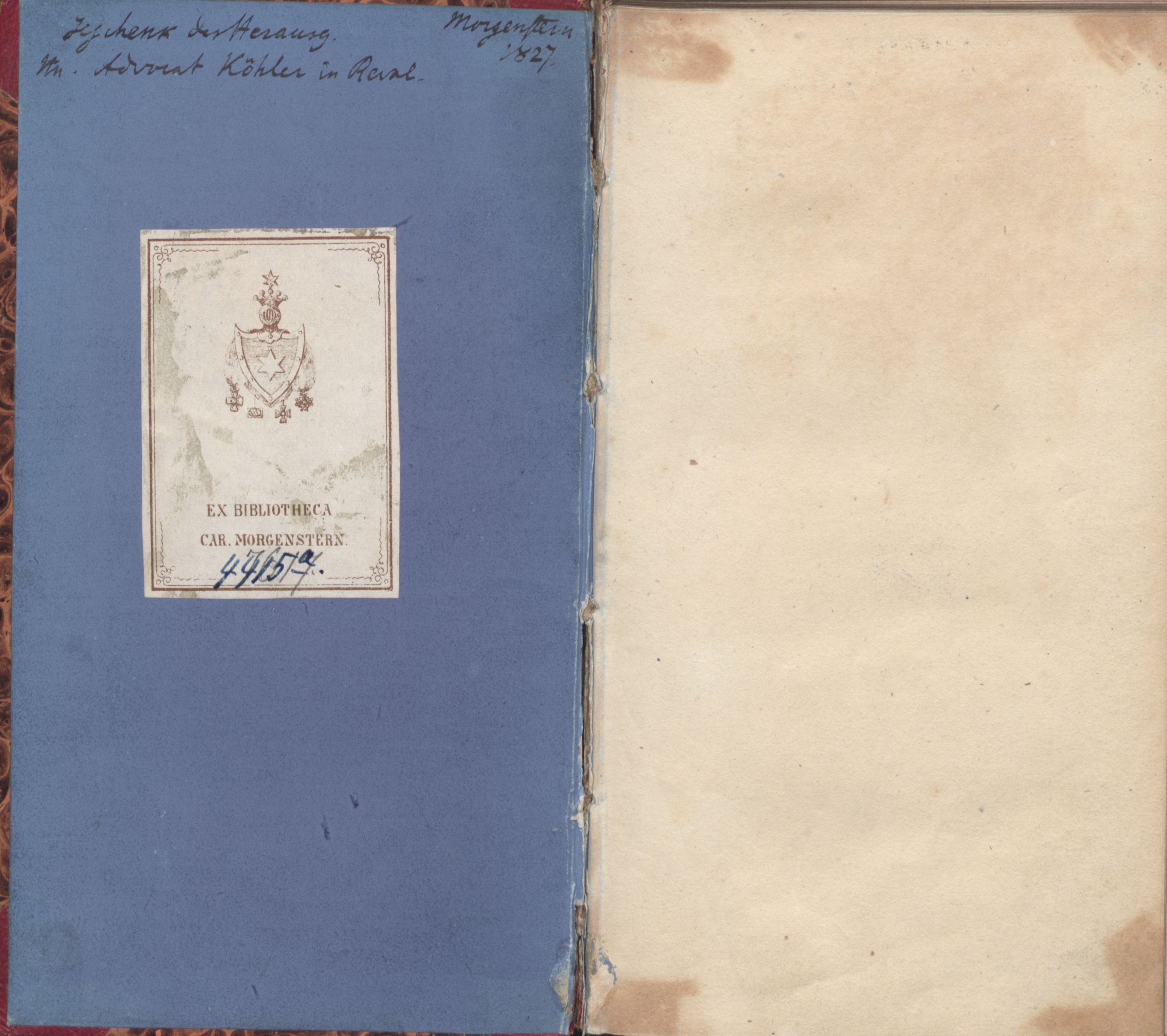 Auswahl aus Alexander Rydenius poetischem Nachlass und Bruchstücke aus seinem Reise-Tagebuche (1826) | 1. Форзац