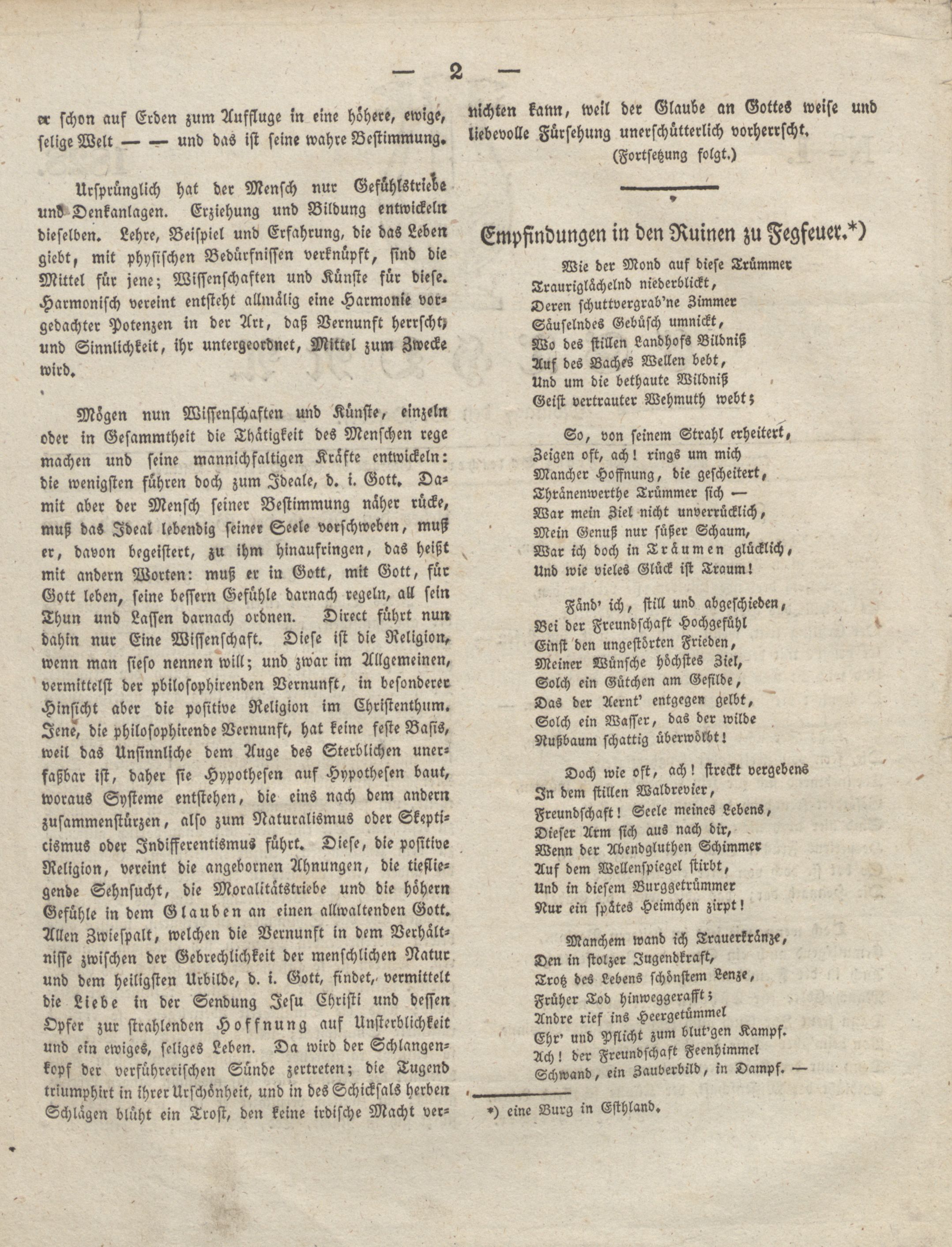 Empfindungen in den Ruinen zu Fegfeuer (1828) | 1. (2) Основной текст