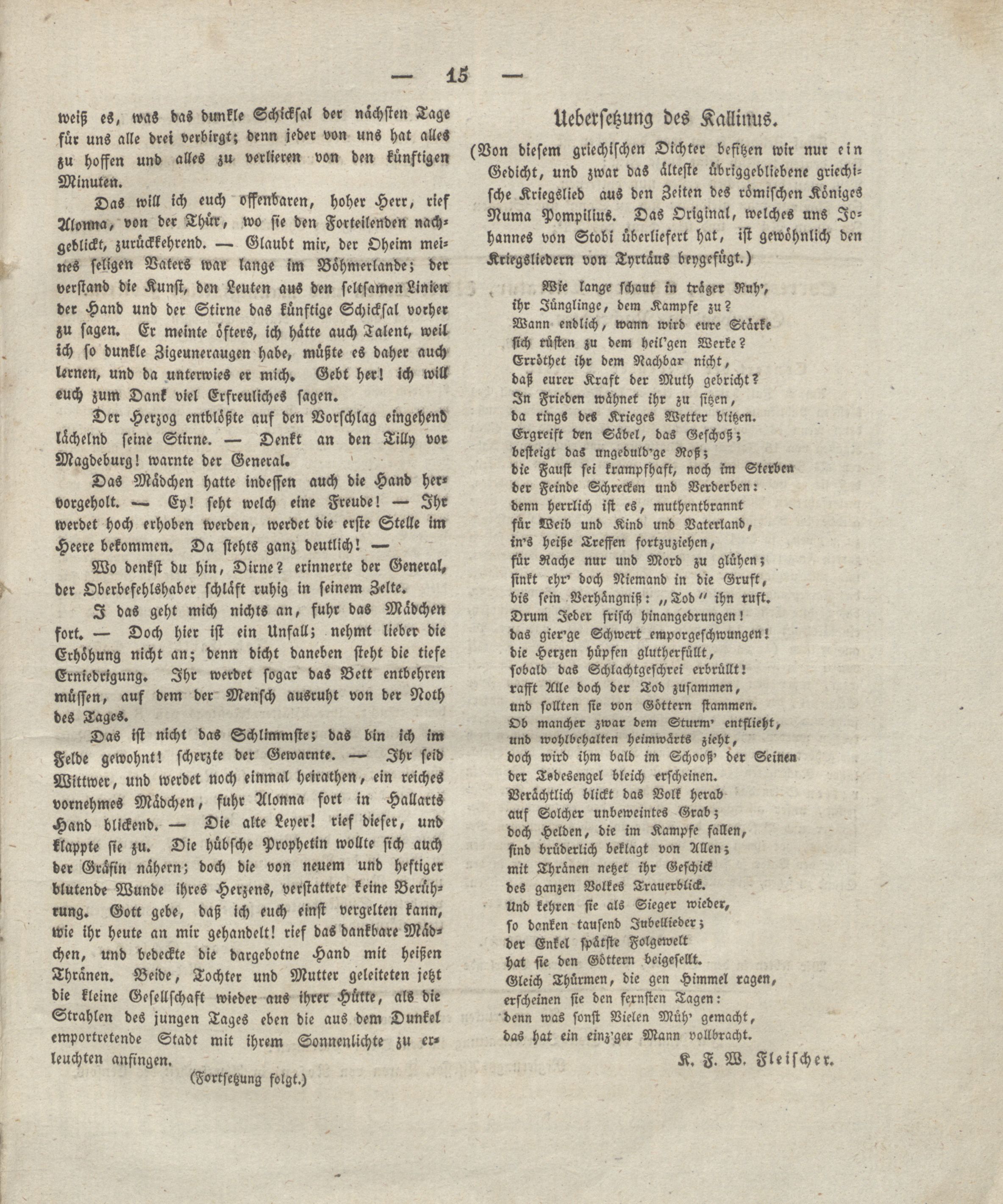 Uebersetzung des Kallinus (1828) | 1. (15) Основной текст