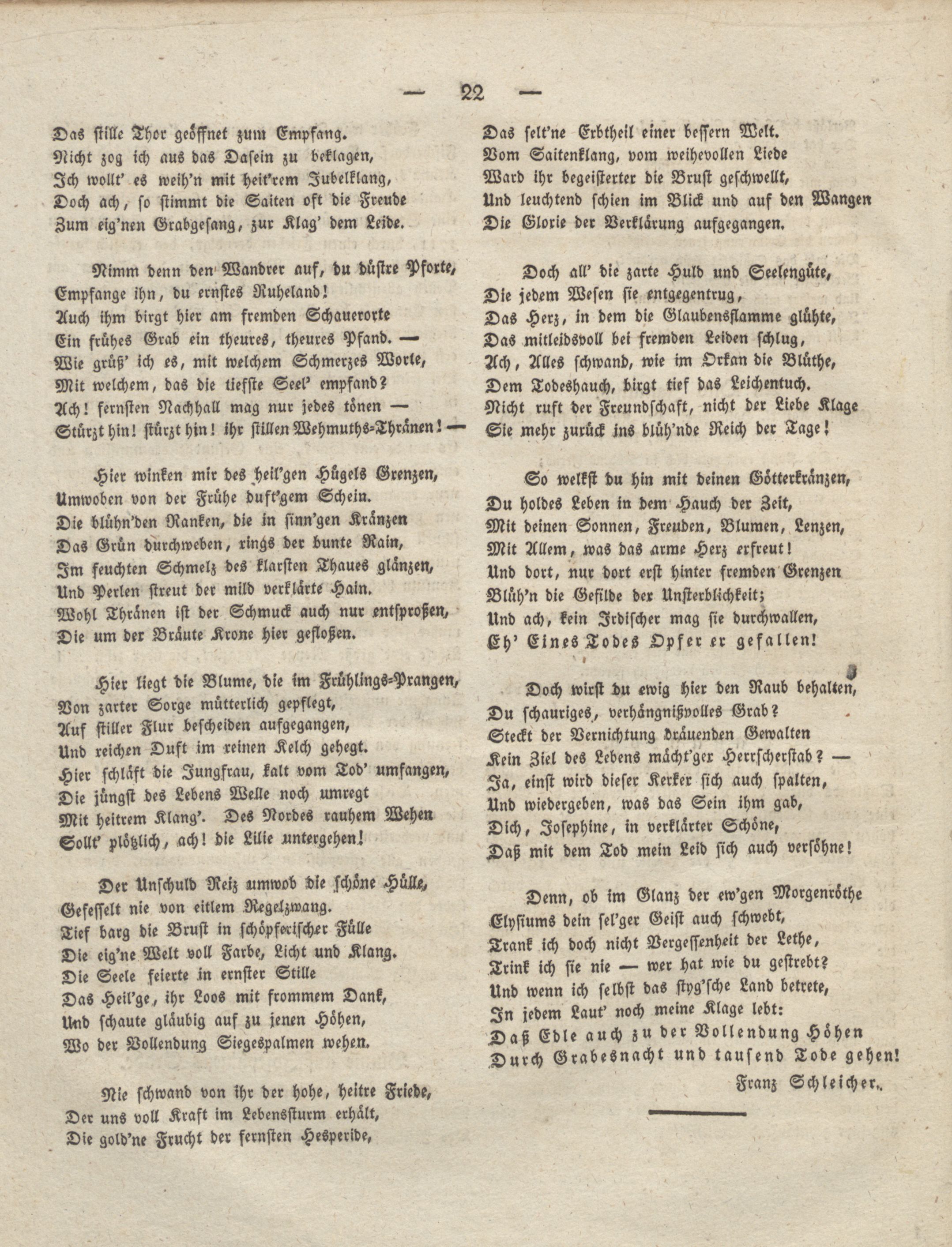 Blume auf Josephinens Grabe (1828) | 2. (22) Haupttext