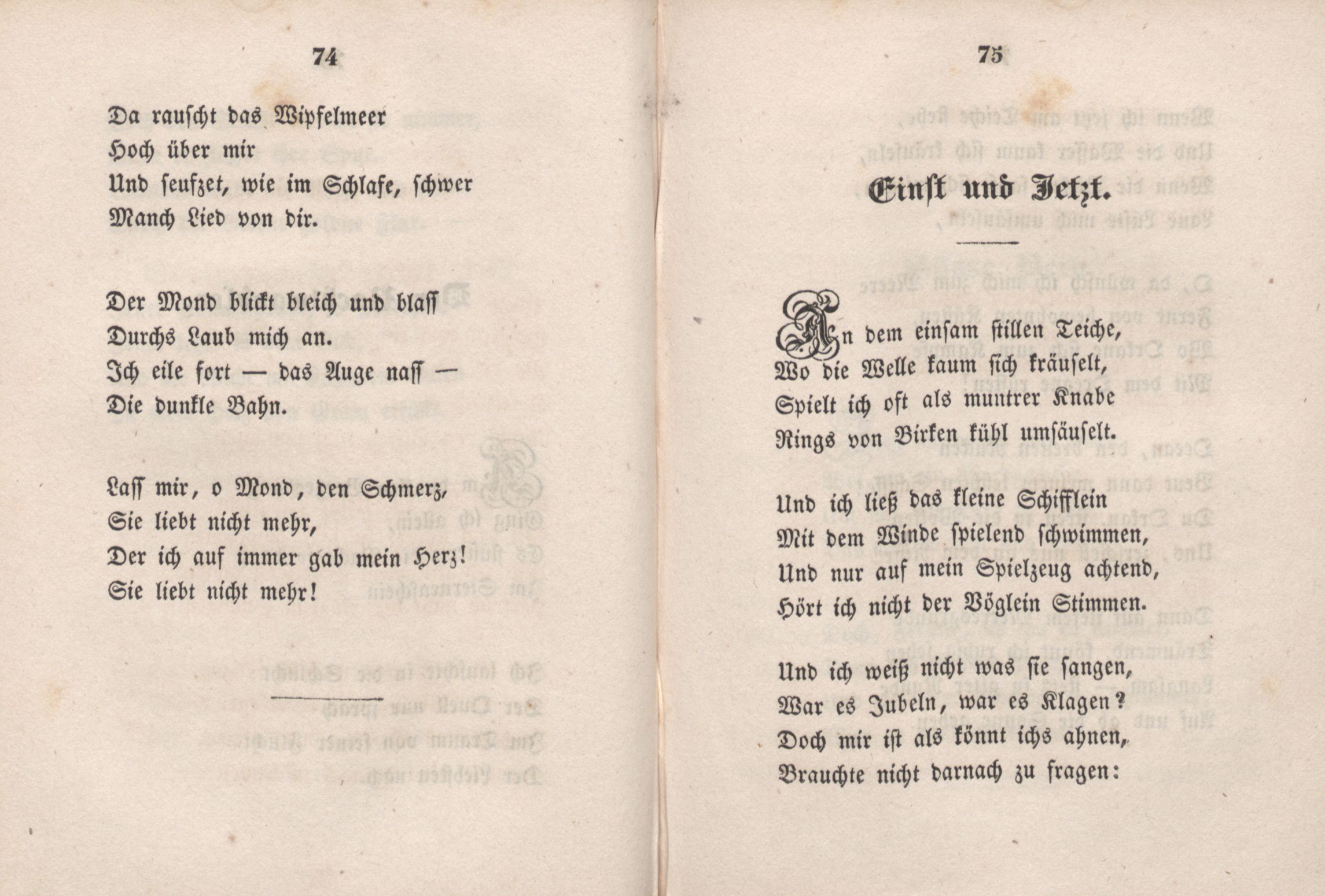Einst und Jetzt (1846) | 1. (74-75) Main body of text