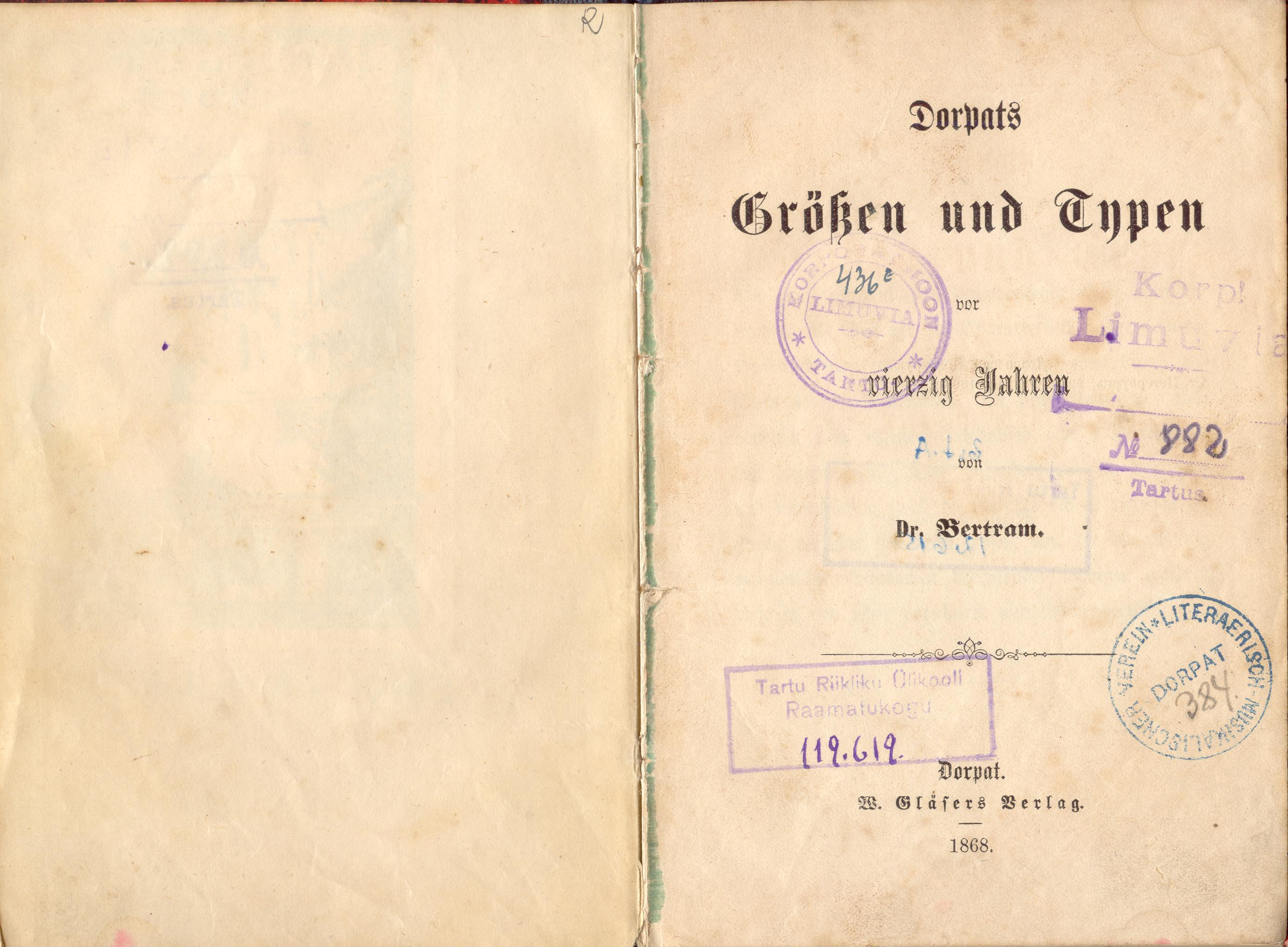 Dorpats Grössen und Typen (1868) | 2. Титульный лист