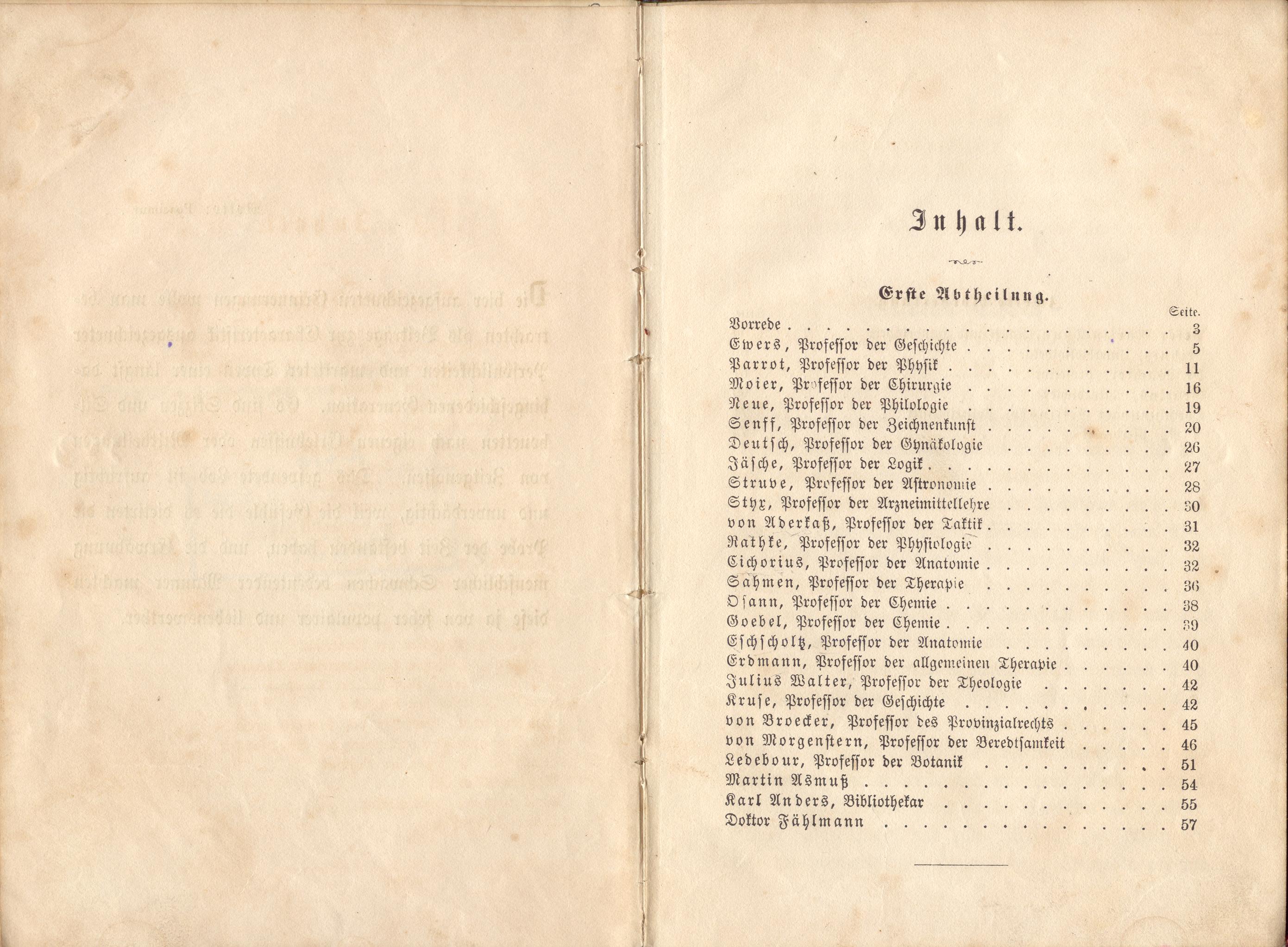 Dorpats Grössen und Typen (1868) | 4. Содержание