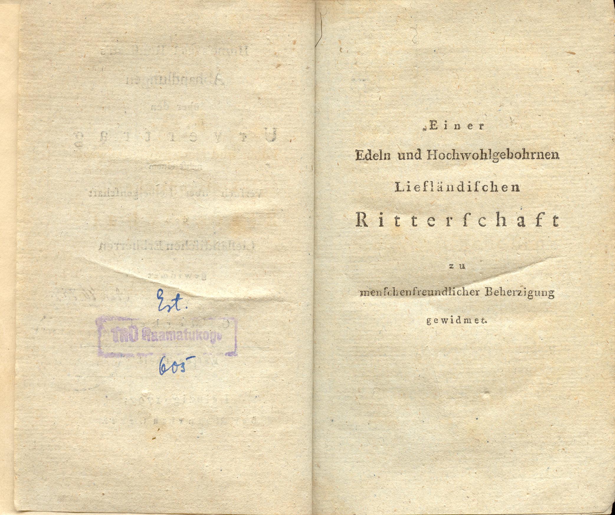 Hume's und Rousseau's Abhandlungen über den Urvertrag (1797) | 2. Посвещение