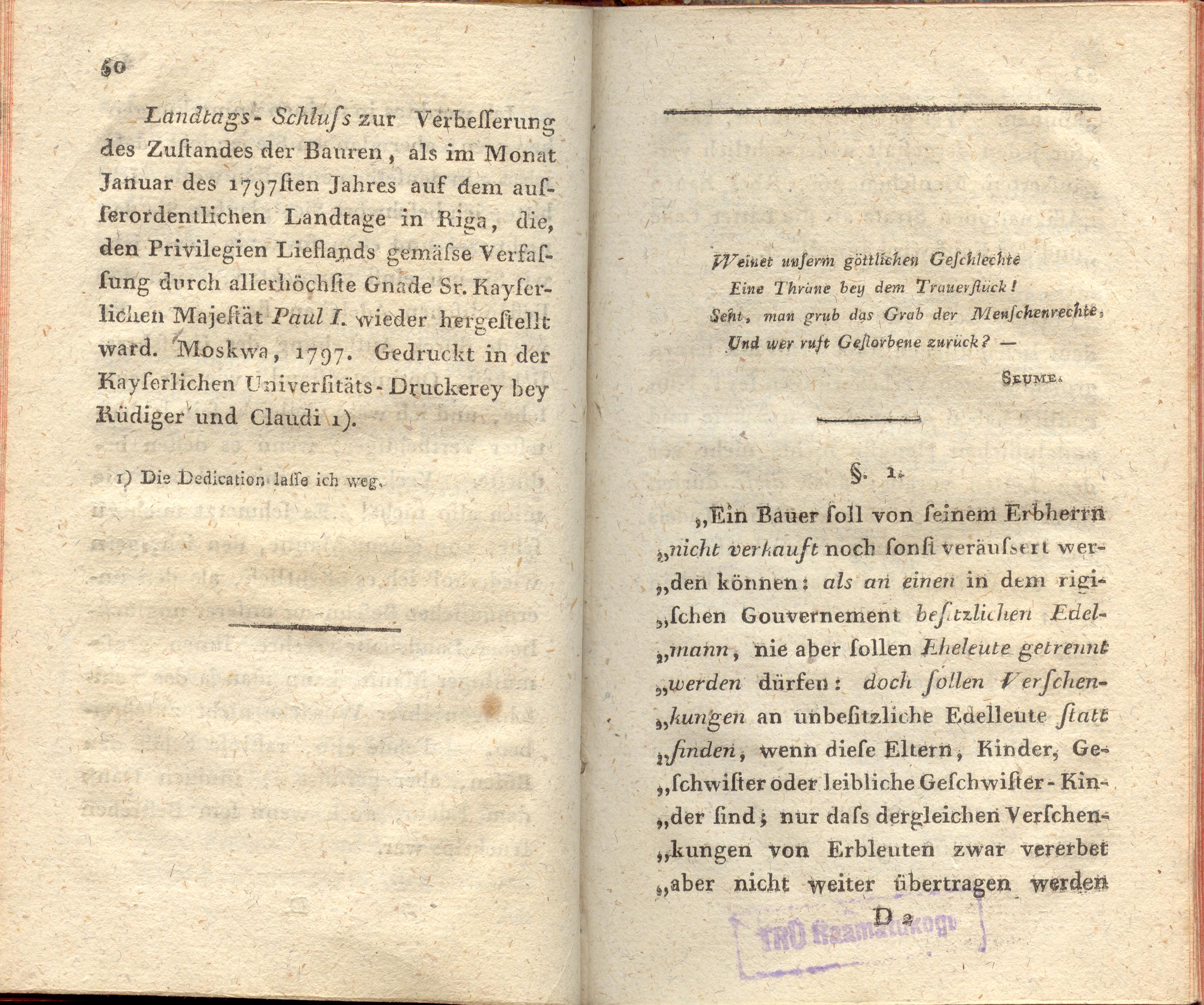 Supplement zu den Letten (1798) | 26. (50-51) Haupttext