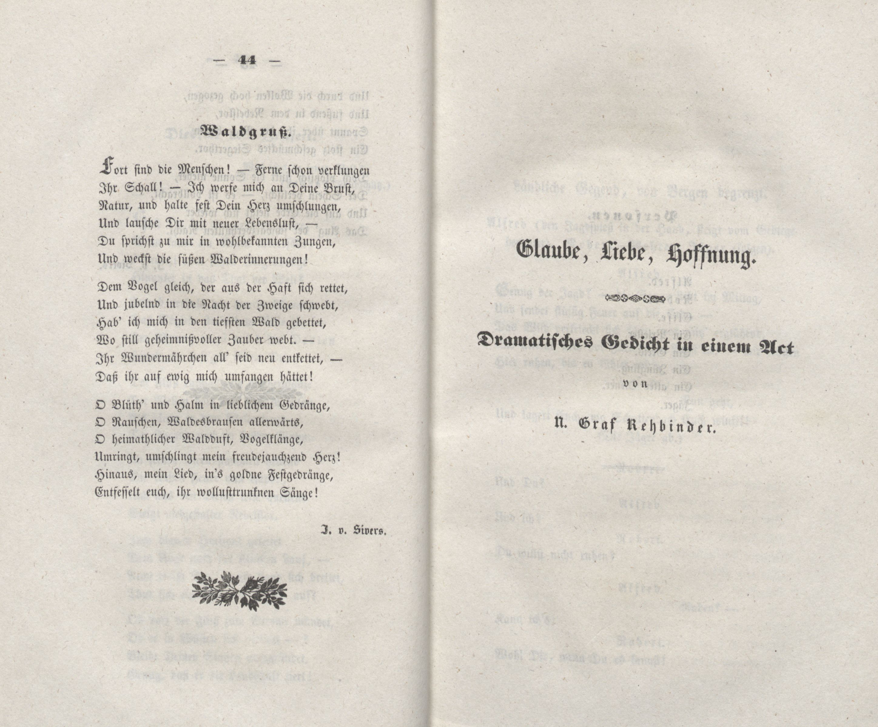 Glaube, Liebe, Hoffnung (1848) | 1. (44-45) Основной текст
