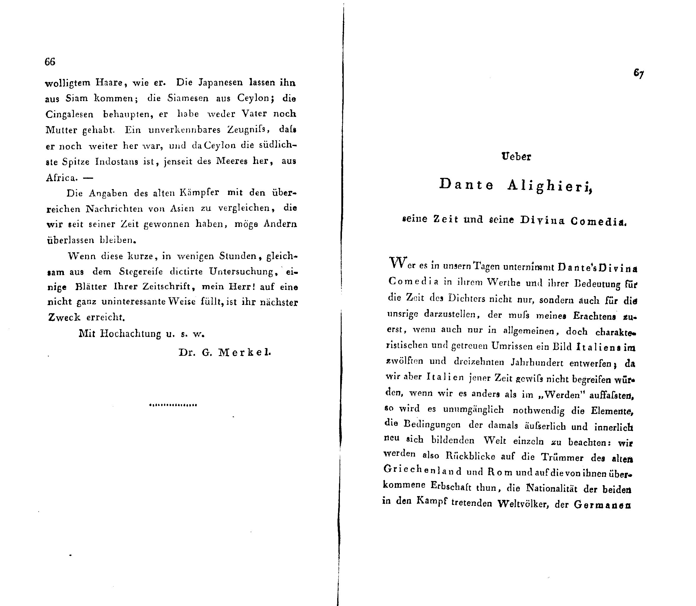 Ueber Dante Alighieri, seine Zeit und seine Divina Comedia (1824 – 1825) | 1. (66-67) Haupttext