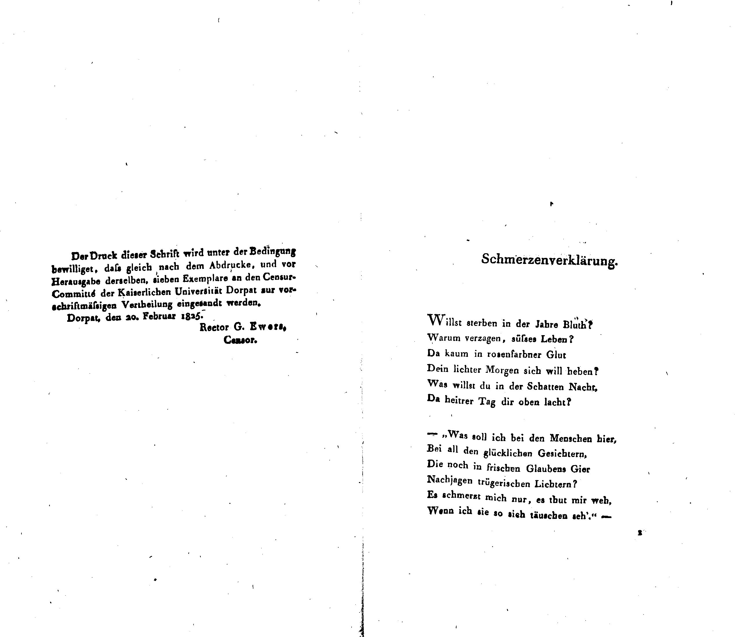 Schmerzenverklärung (1825) | 1. (1) Põhitekst