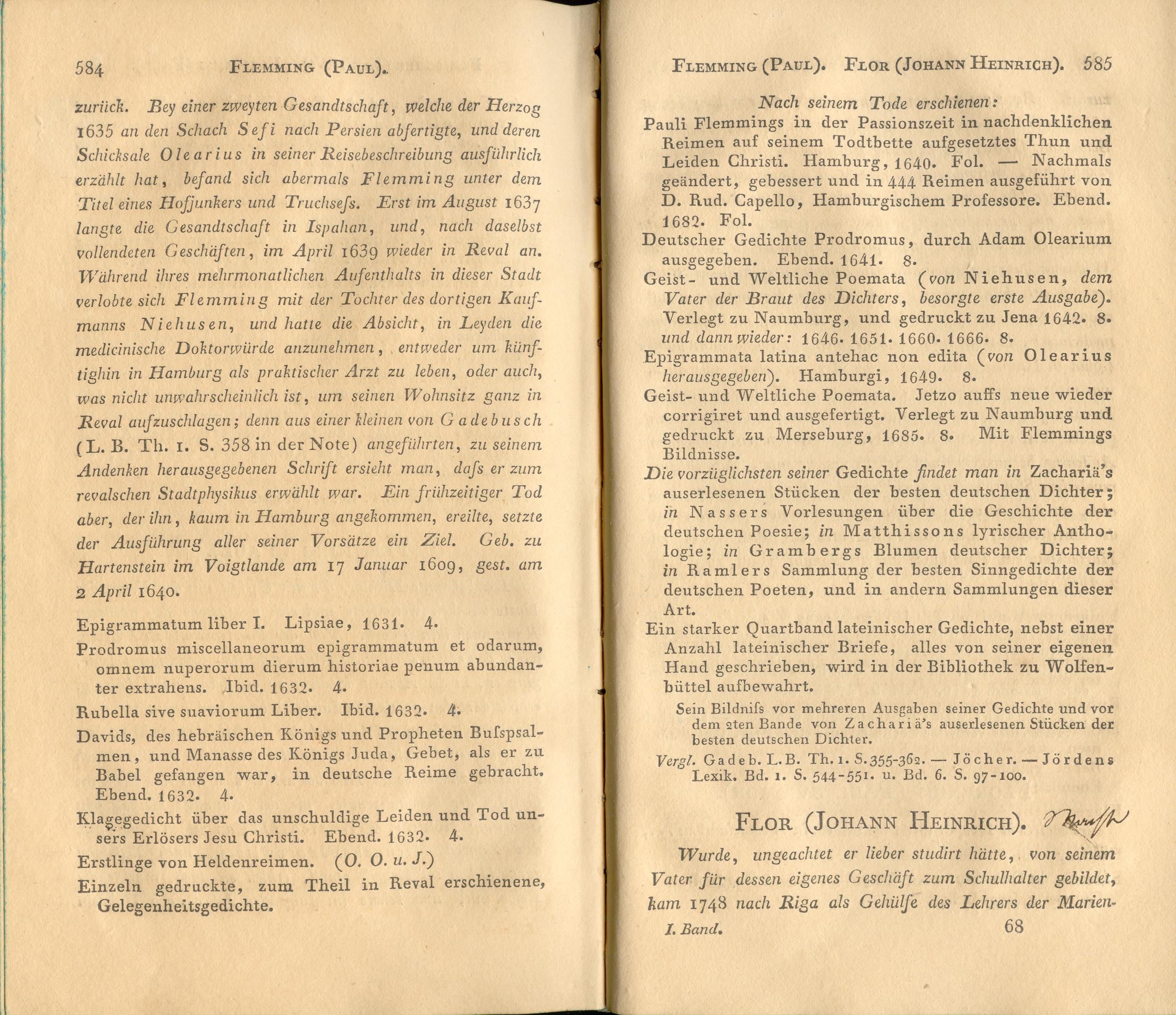 Allgemeines Schriftsteller- und Gelehrten-Lexikon [1/A-F] (1827) | 304. (584-585) Main body of text