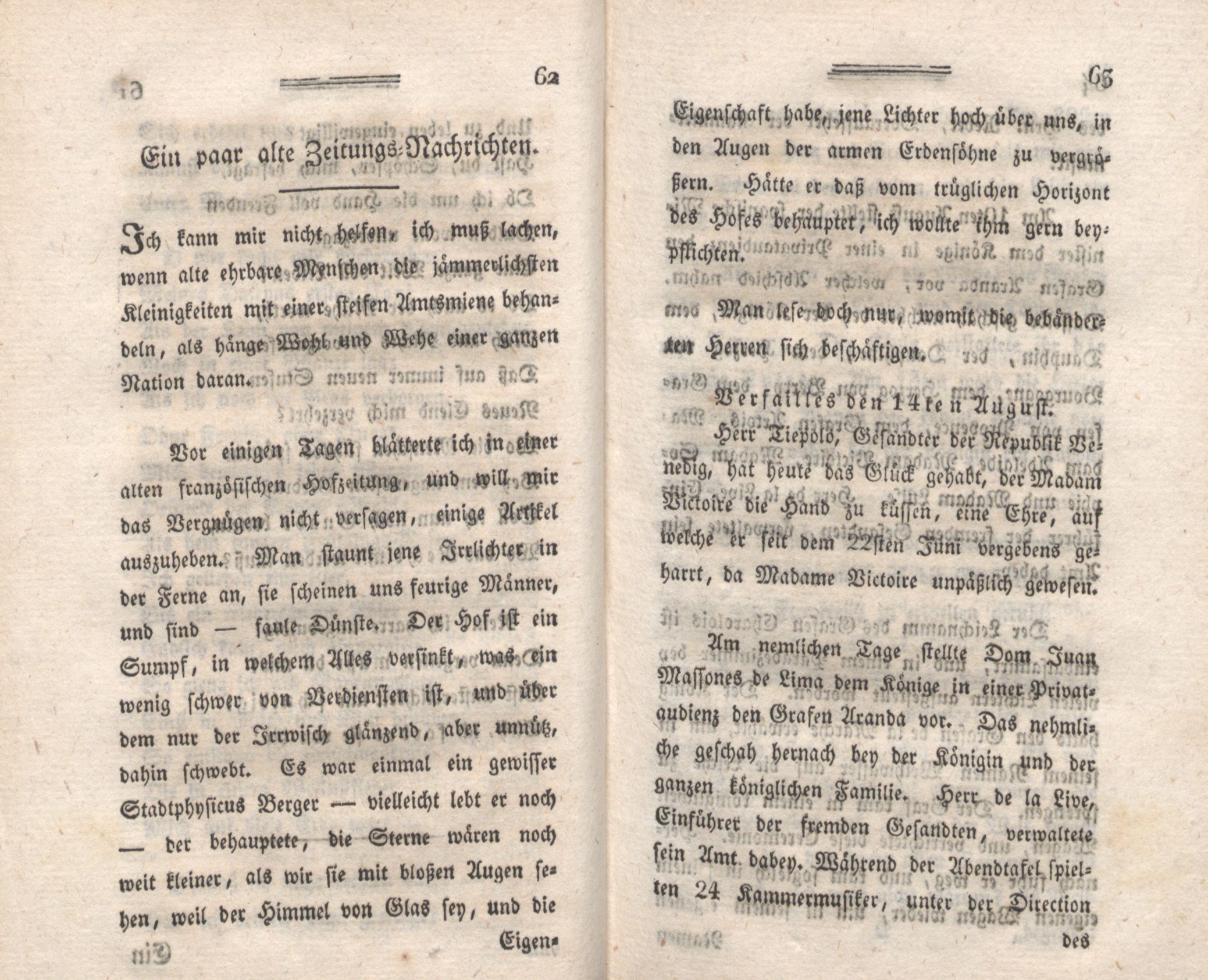Ein paar alte Zeitungs-Nachrichten (1794) | 1. (62-63) Main body of text