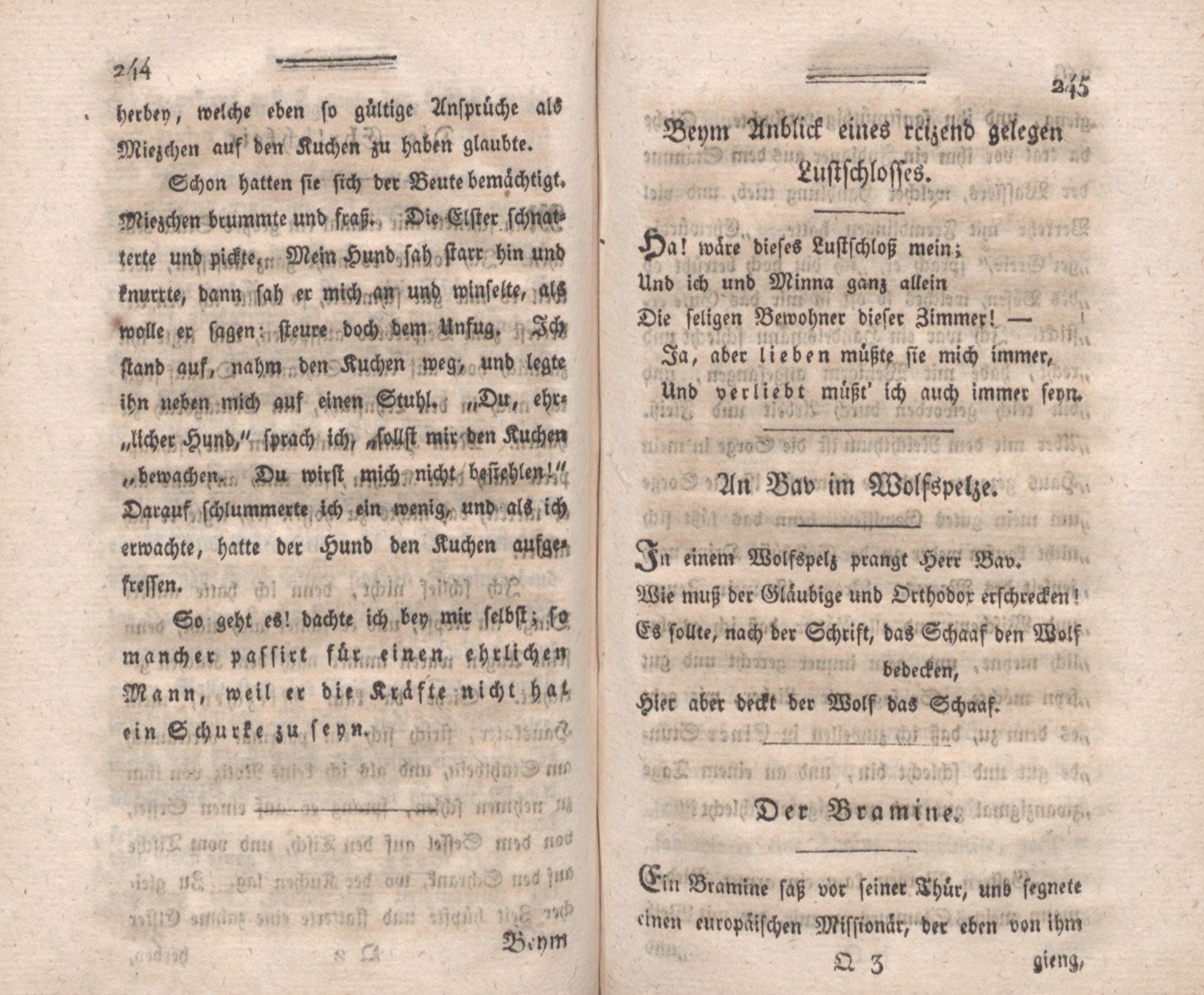 Beym Anblick eines reizend gelegen Luftschlosses (1794) | 1. (244-245) Main body of text