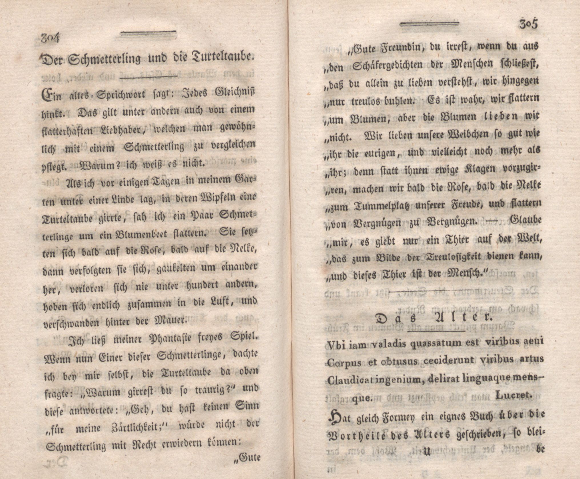 Der Schmetterling und die Turteltaube (1794) | 1. (304-305) Main body of text