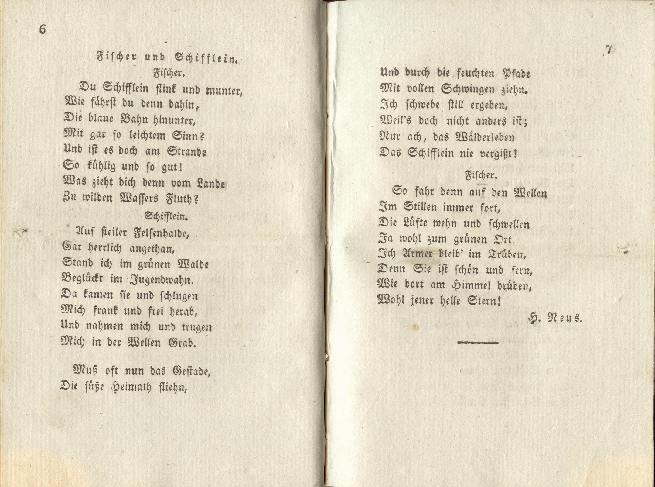 Inländischer Dichtergarten [1] (1828) | 11. (6-7) Põhitekst