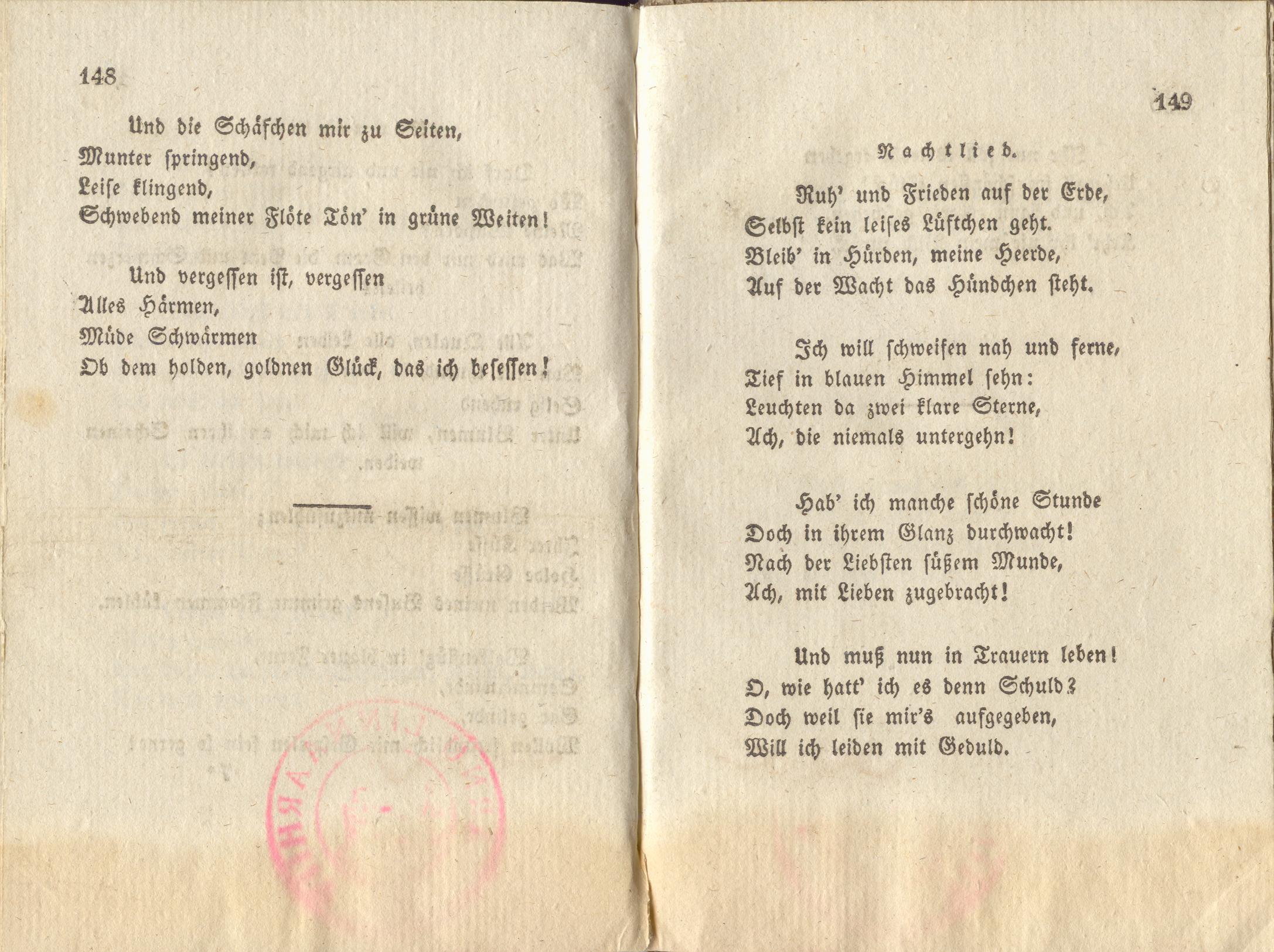 Inländischer Dichtergarten [1] (1828) | 82. (148-149) Main body of text