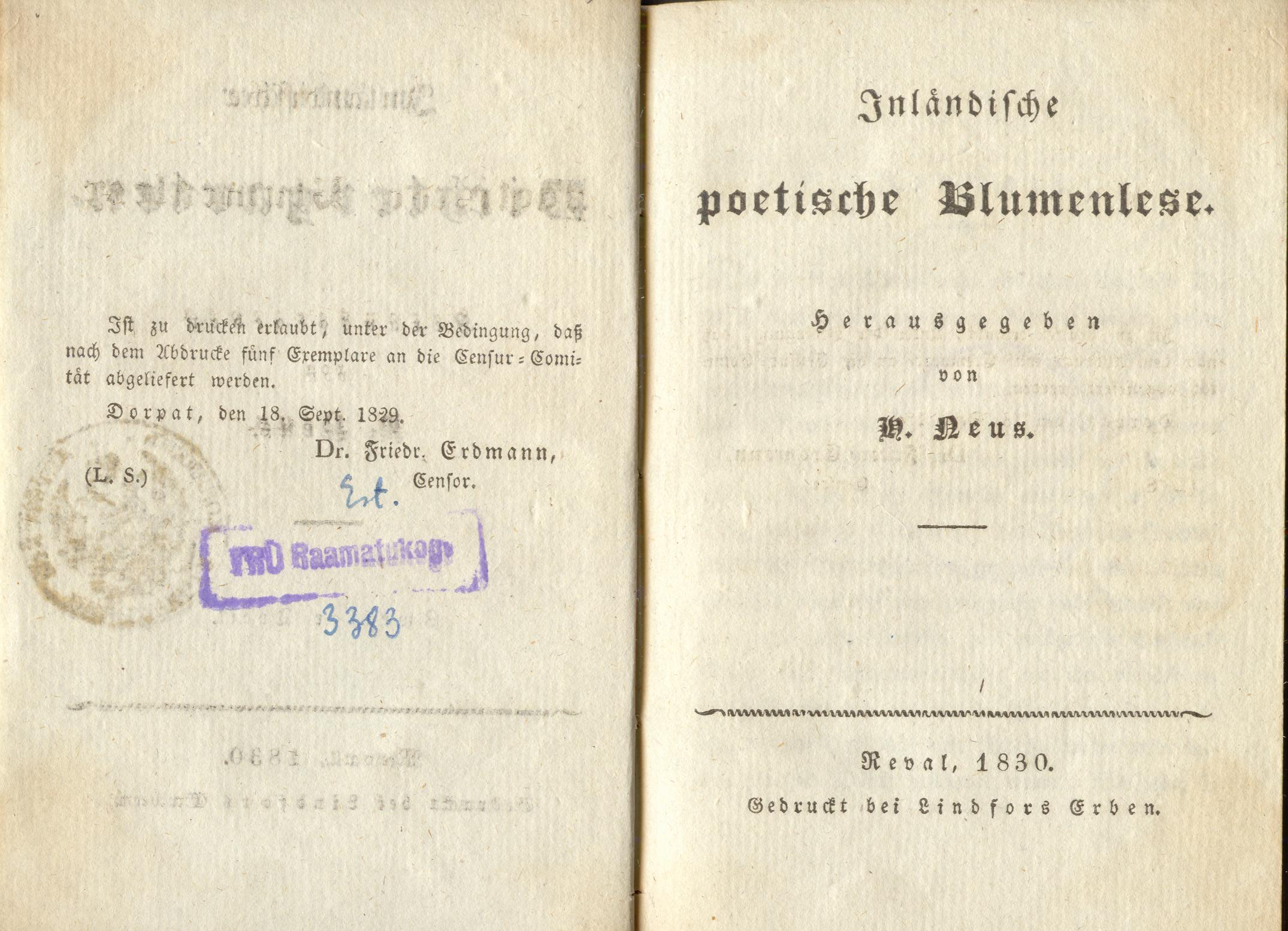 Inländischer Dichtergarten [2] (1830) | 3. Title page
