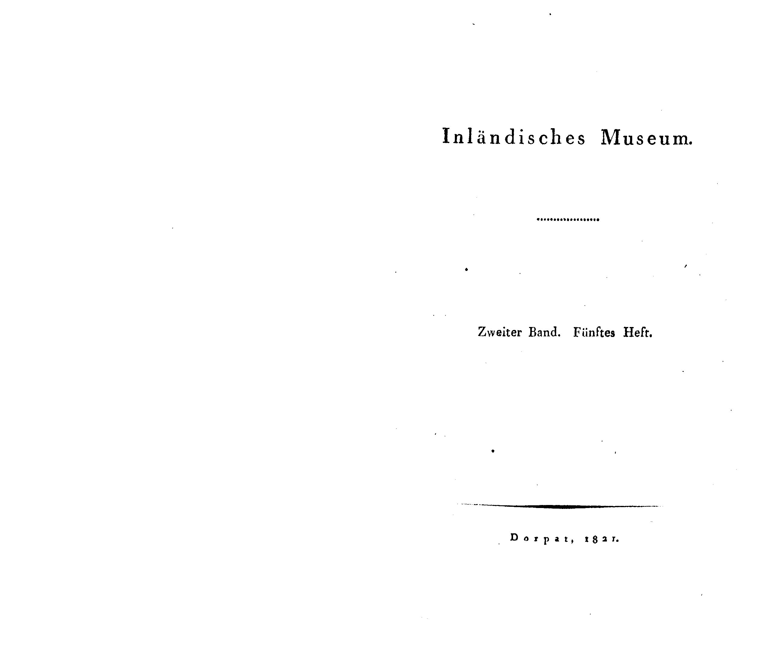 Inländisches Museum [2/5] (1821) | 4. Титульный лист