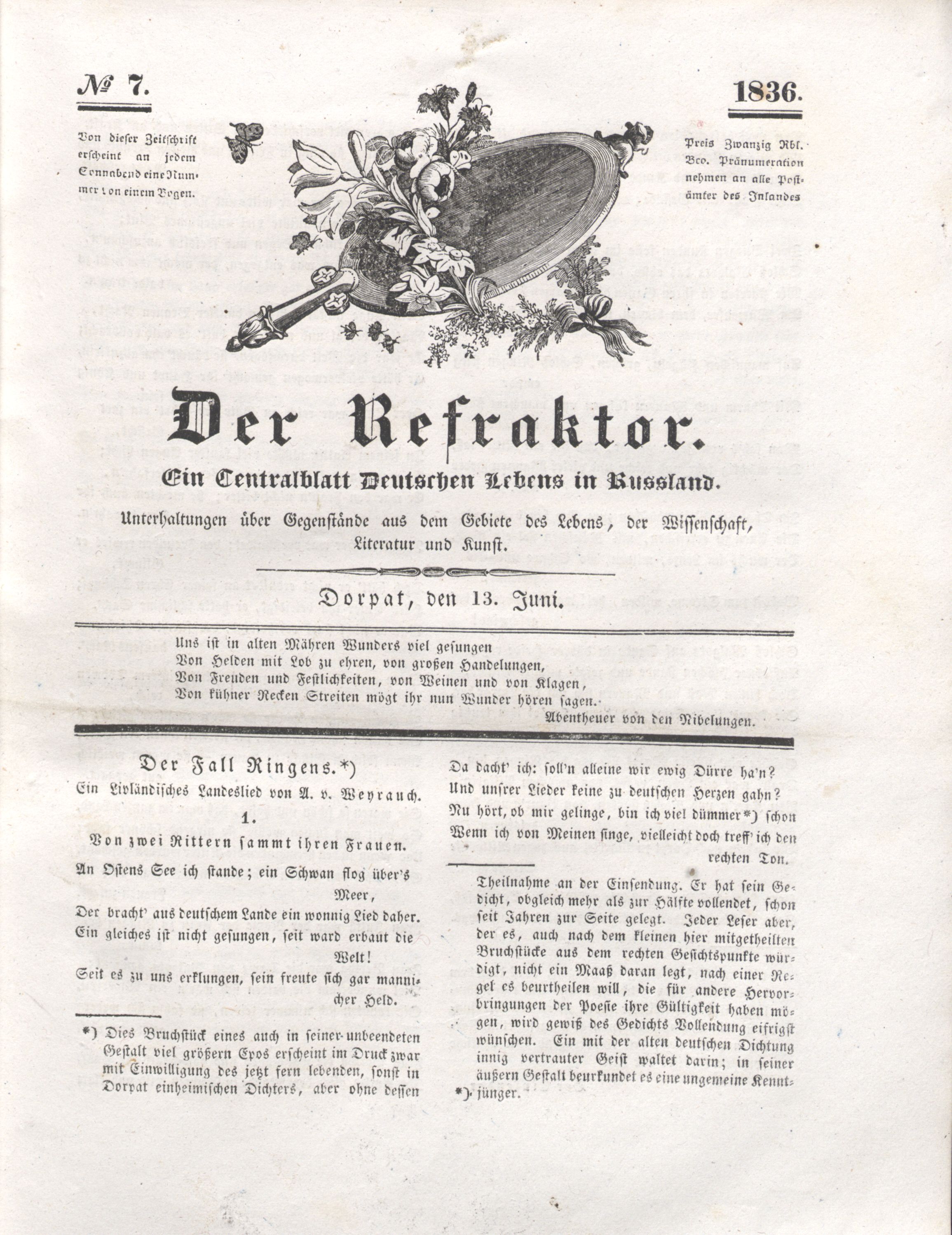 Der Fall Ringens (1836) | 1. (49) Основной текст