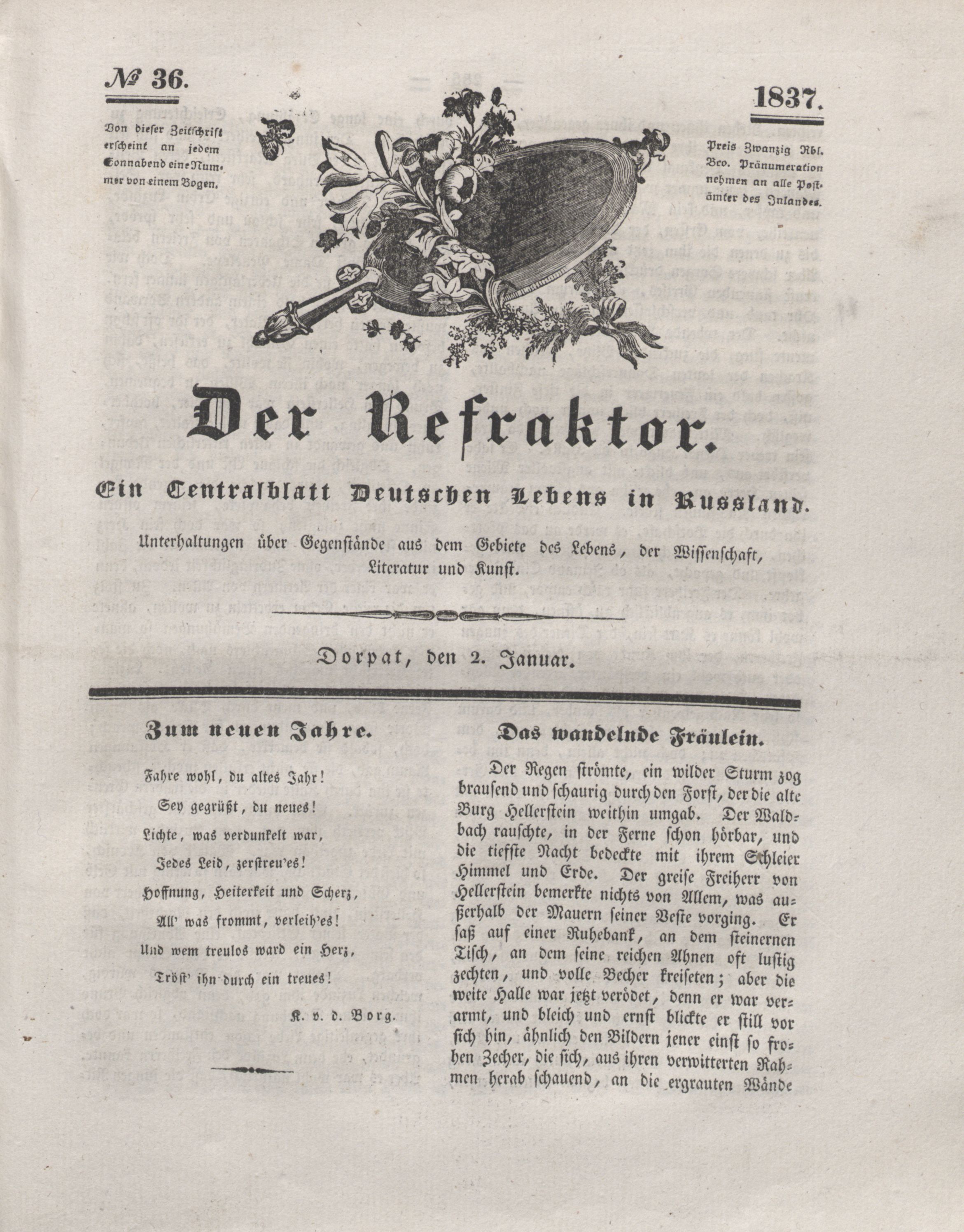 Der Refraktor [1837] (1837) | 1. (285) Tiitelleht