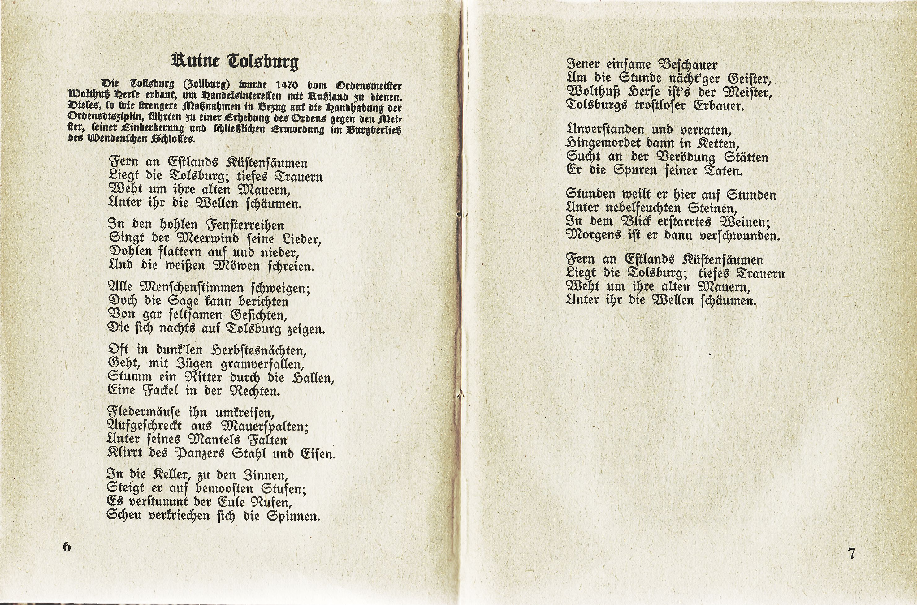Ruine Tolsburg (1934) | 1. (6-7) Основной текст