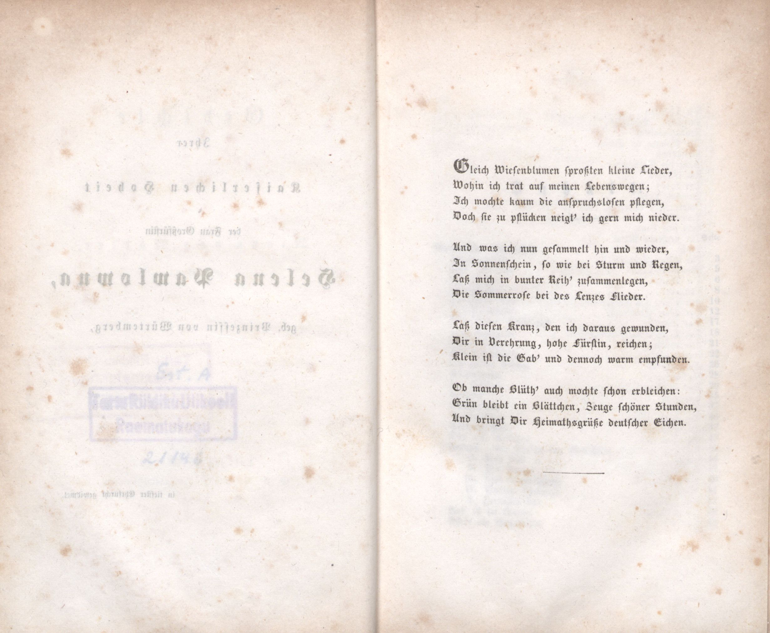 Gedichte (1848) | 3. (IV-V) Pühendus