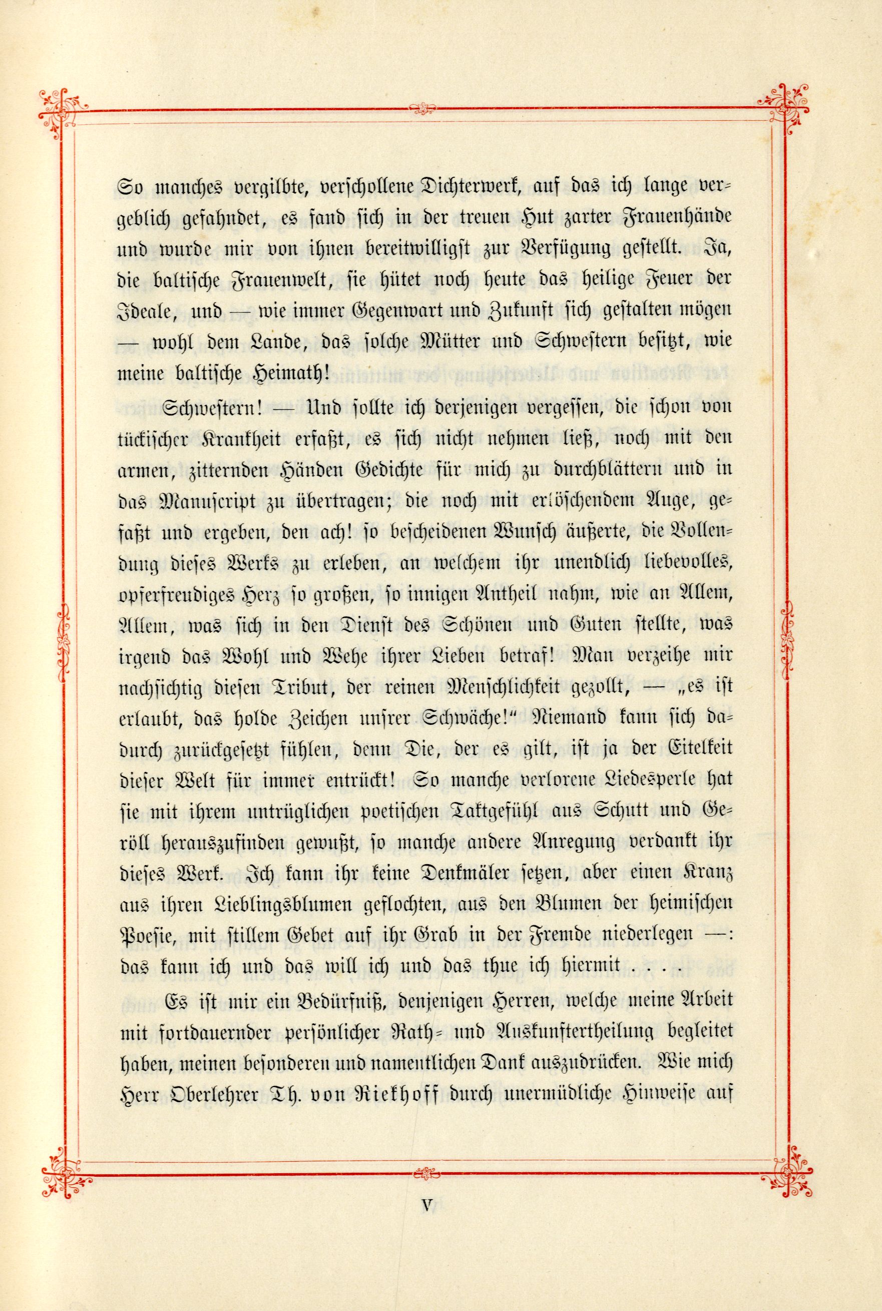 Das Baltische Dichterbuch (1895) | 7. (V) Vorwort