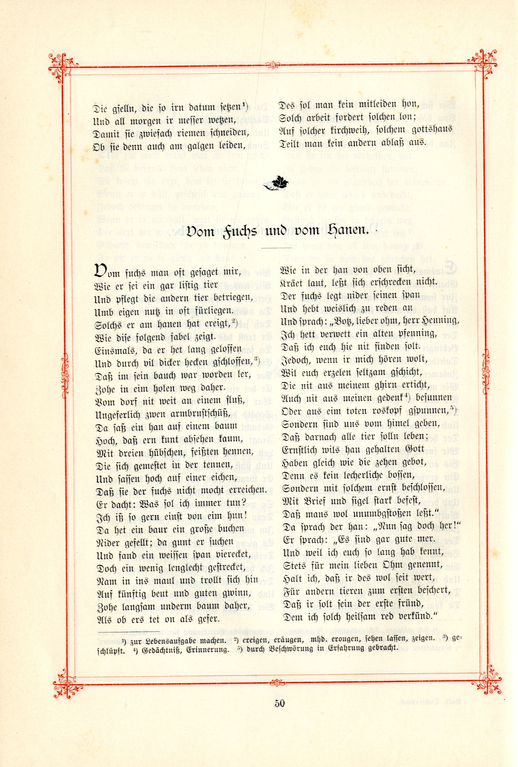 Vom Fuchs und vom Hanen (1895) | 1. (50) Main body of text