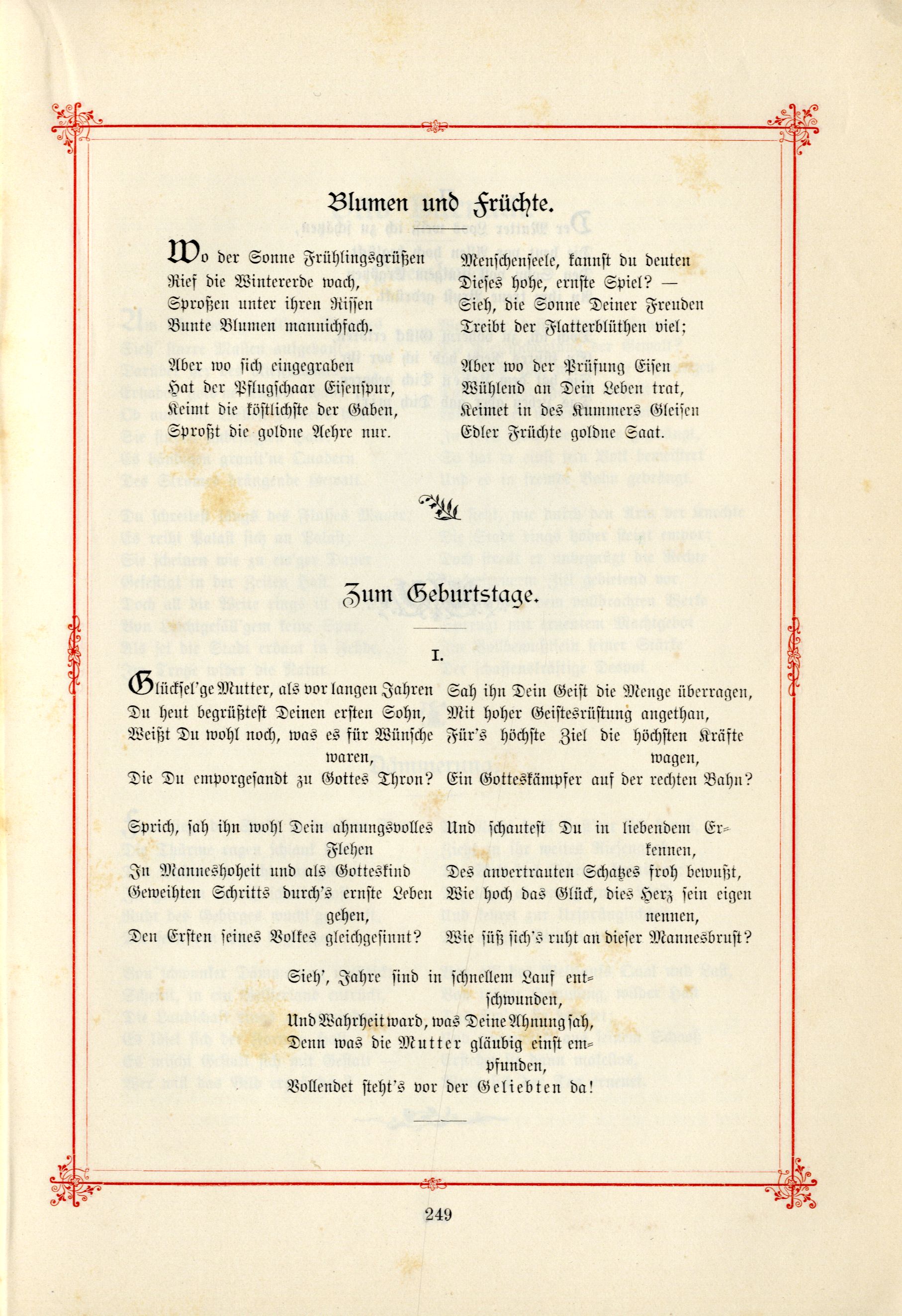 Zum Geburtstage (1895) | 1. (249) Основной текст