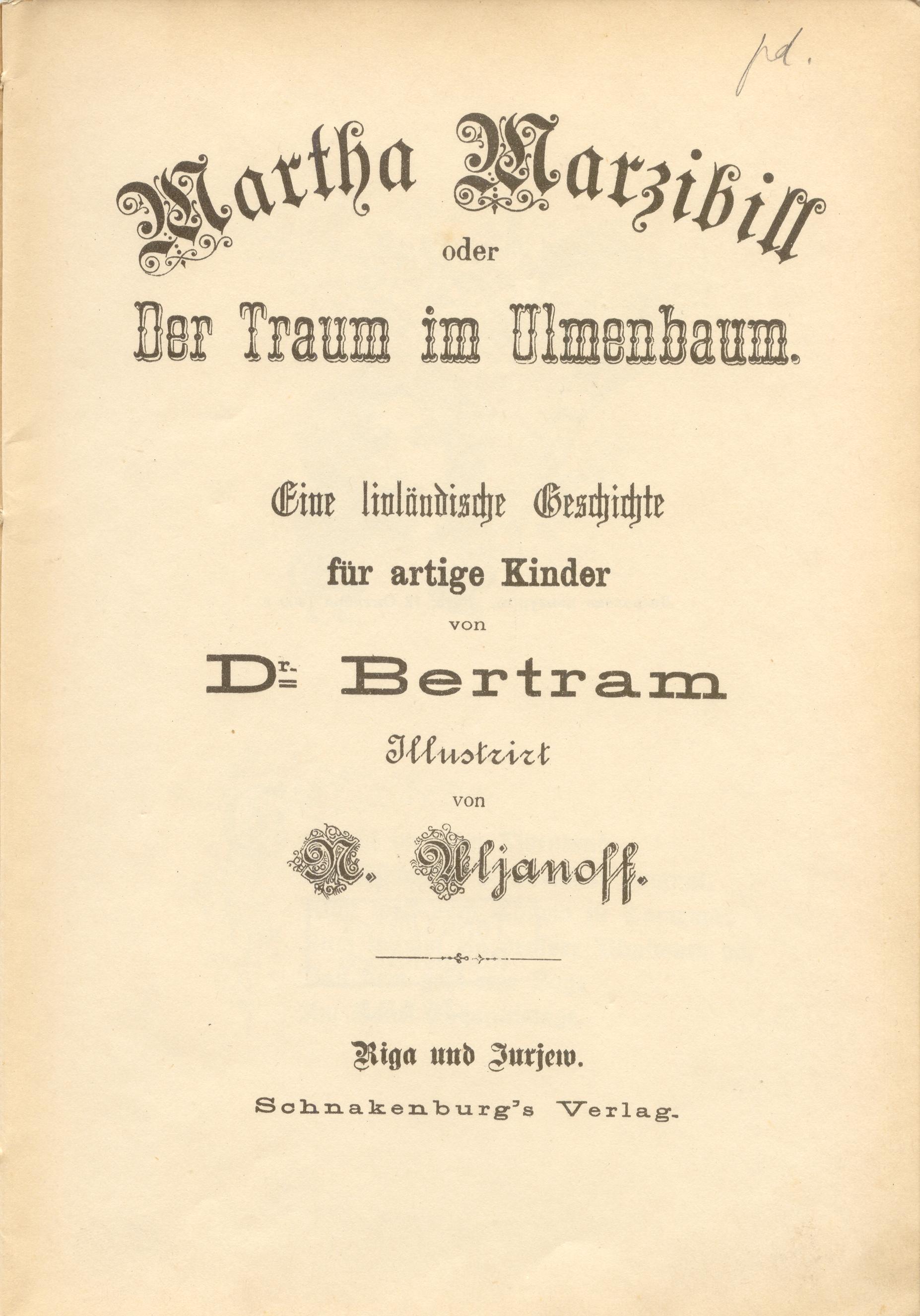 Martha Marzibill (1900) | 3. (1) Titelblatt