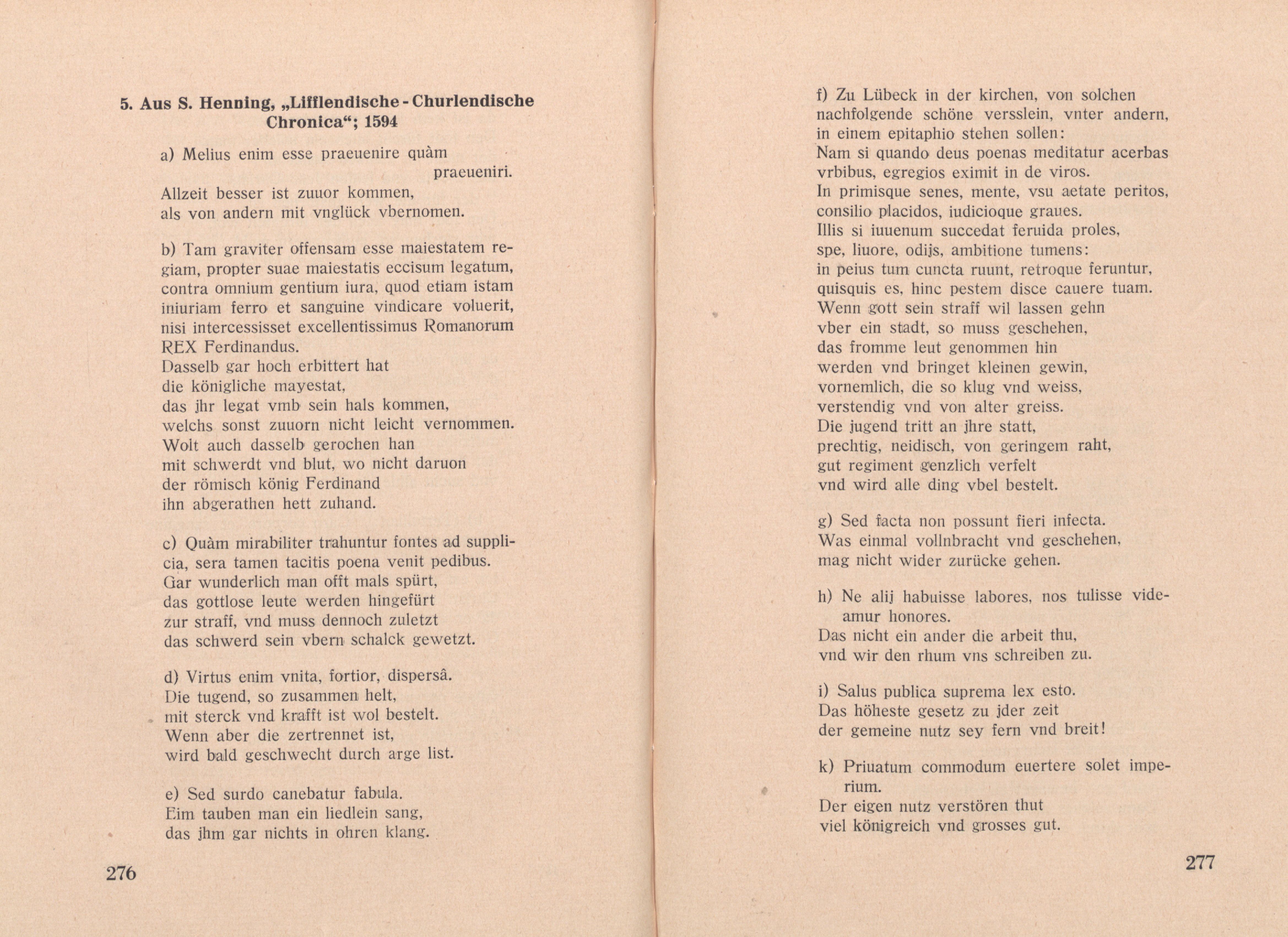 Aus S. Henning, Lifflendische-Churlendische Chronica (1594) | 1. (276-277) Основной текст