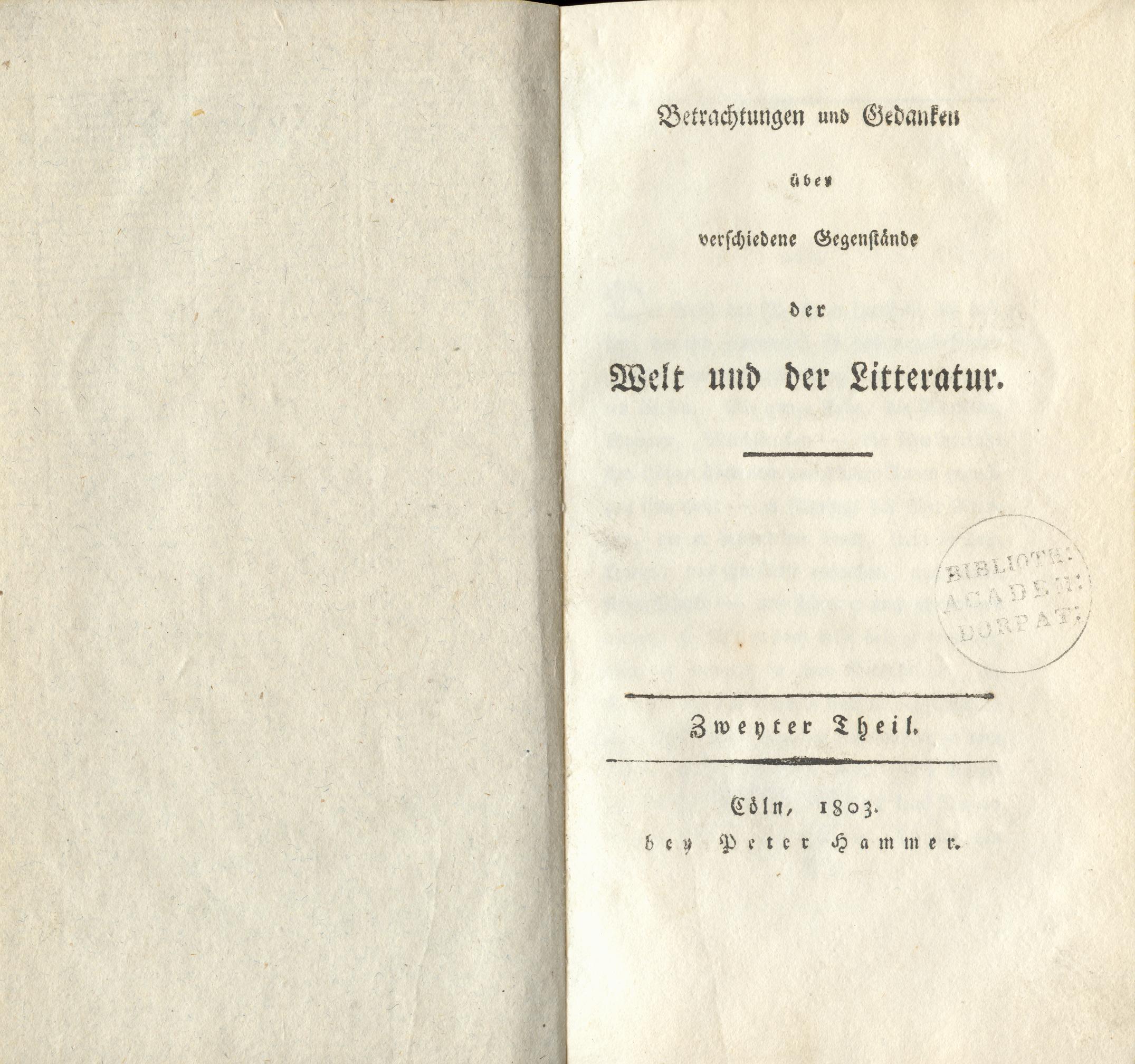 Betrachtungen und Gedanken [2] (1803) | 3. Title page