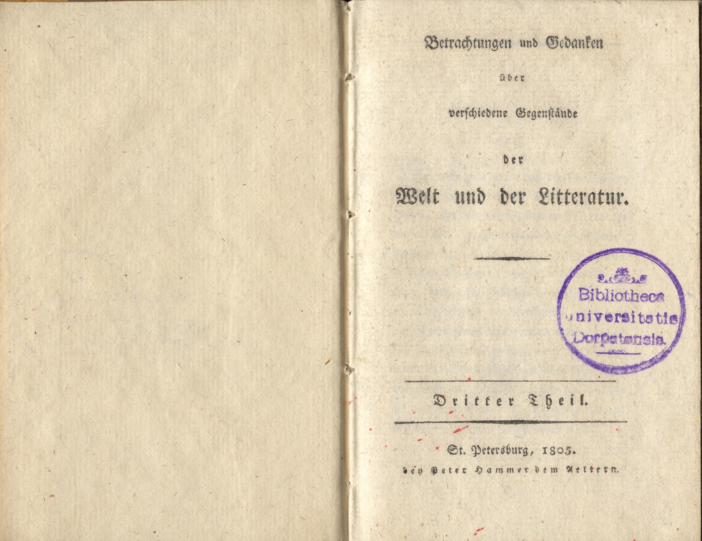 Betrachtungen und Gedanken [3] (1805) | 2. Title page
