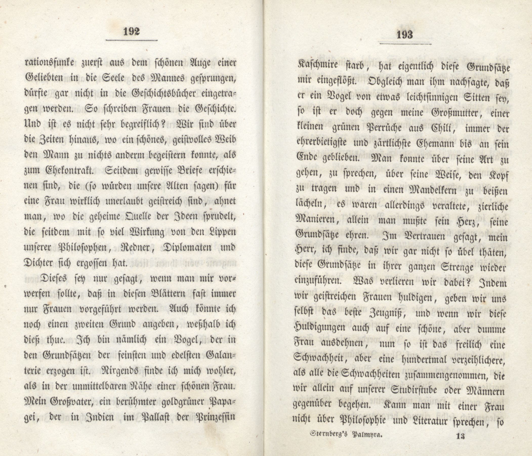 Palmyra oder das Tagebuch eines Papagei's (1838) | 99. (192-193) Основной текст