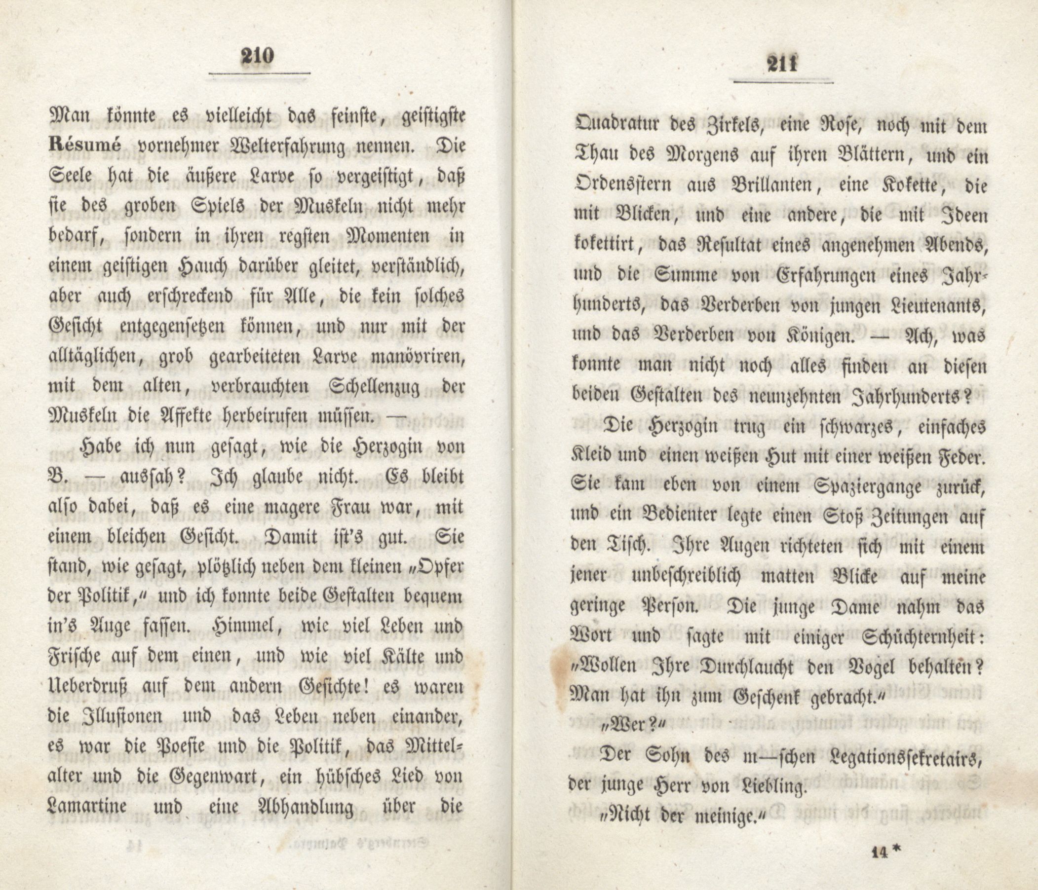 Palmyra oder das Tagebuch eines Papagei's (1838) | 108. (210-211) Haupttext