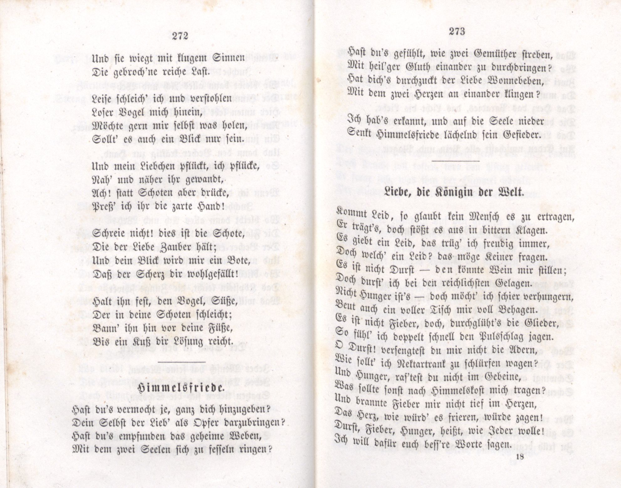 Liebe, die Königin der Welt (1855) | 1. (272-273) Основной текст