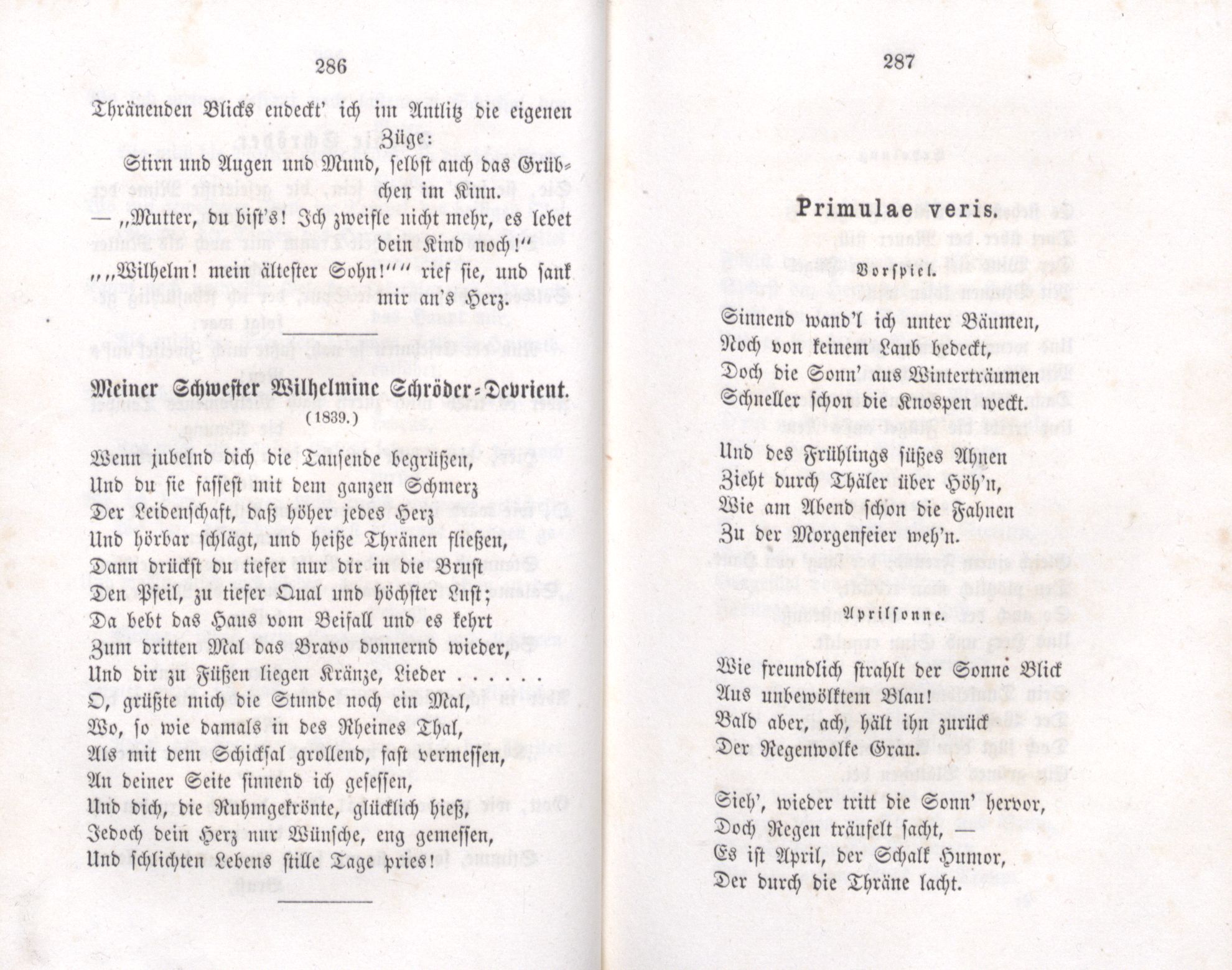 Meiner Schwester Wilhelmine Schröder-Devrient (1855) | 1. (286-287) Haupttext