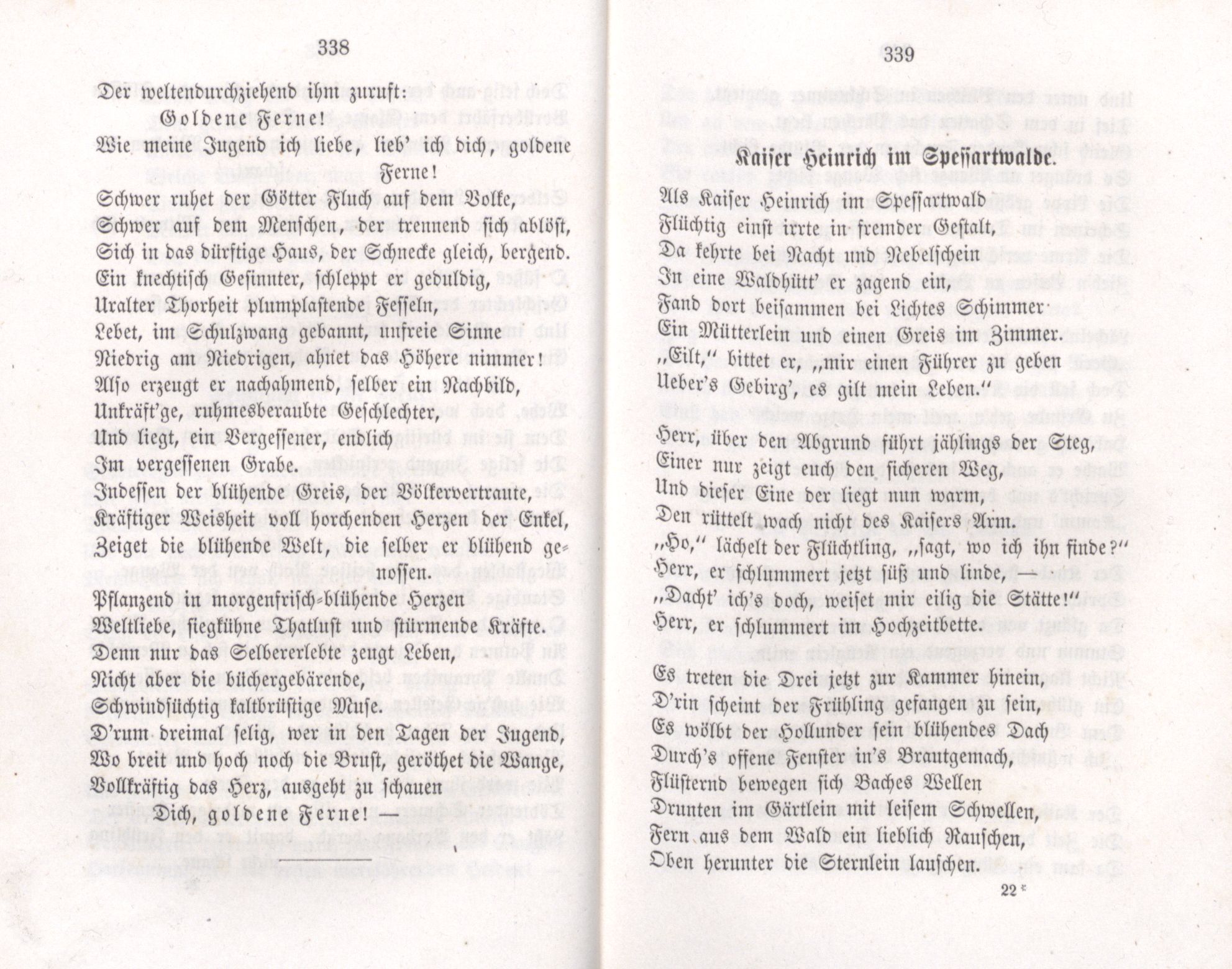 Kaiser Heinrich im Spessartwalde (1855) | 1. (338-339) Haupttext