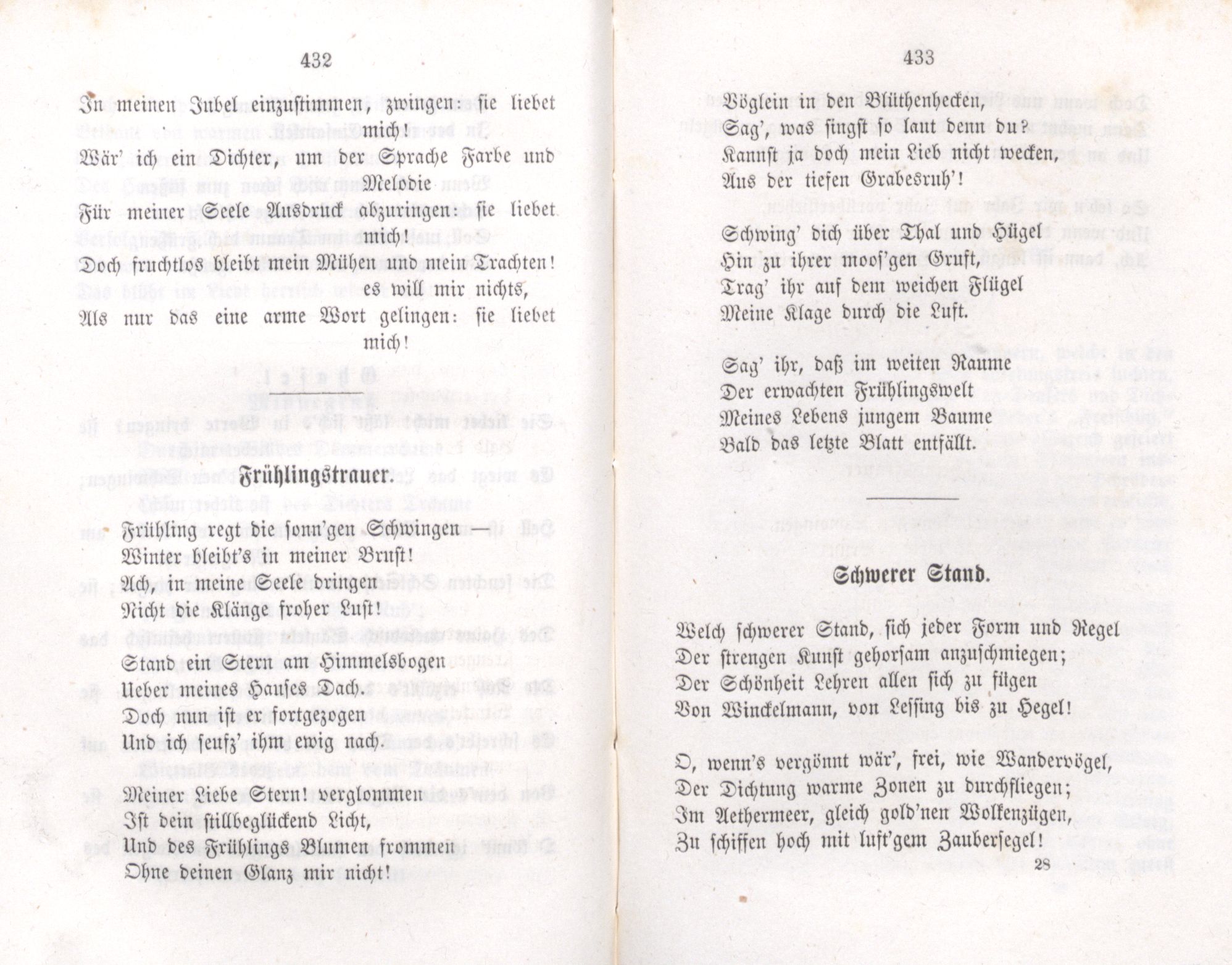 Frühlingstrauer (1855) | 1. (432-433) Põhitekst