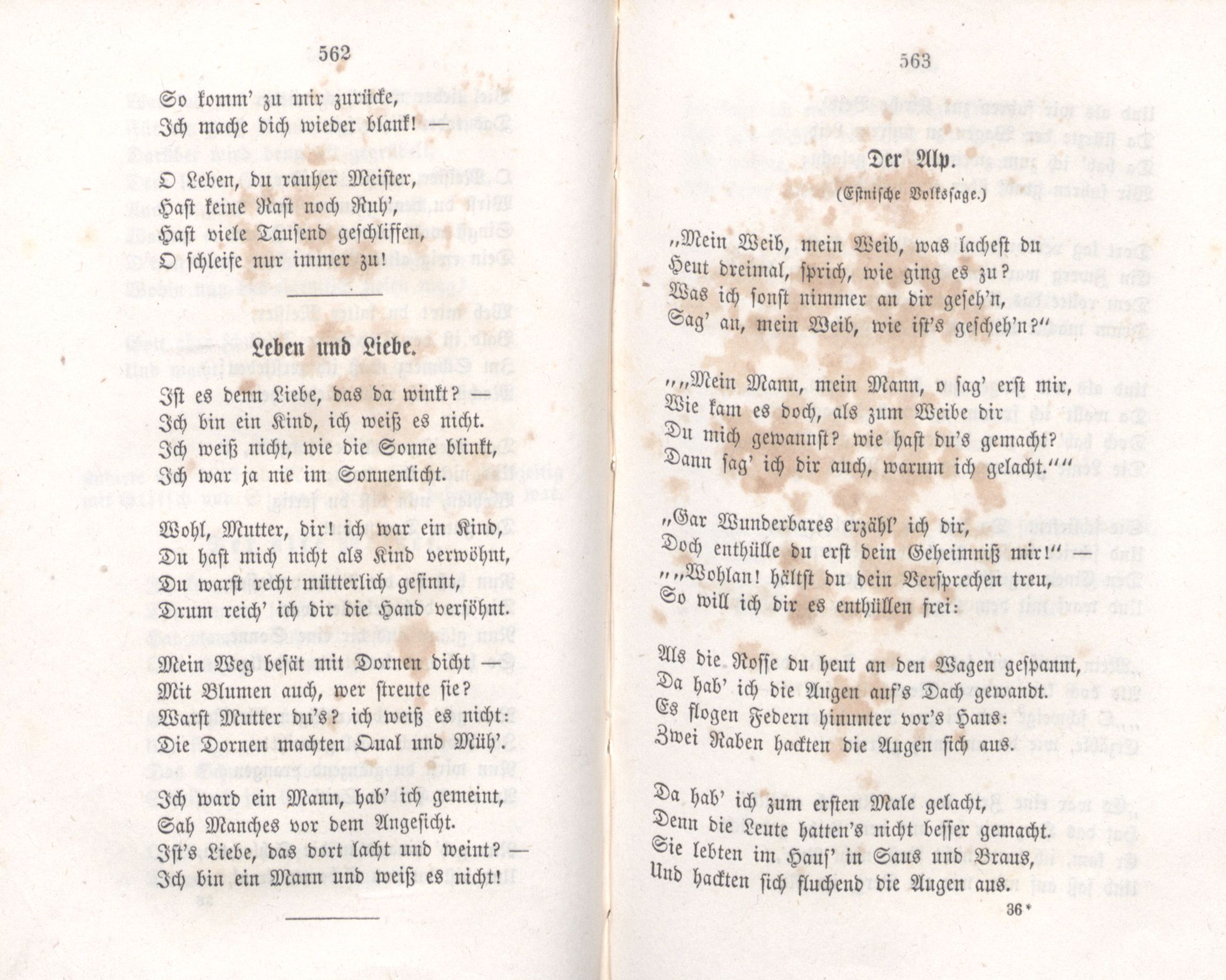 Leben und Liebe (1855) | 1. (562-563) Haupttext