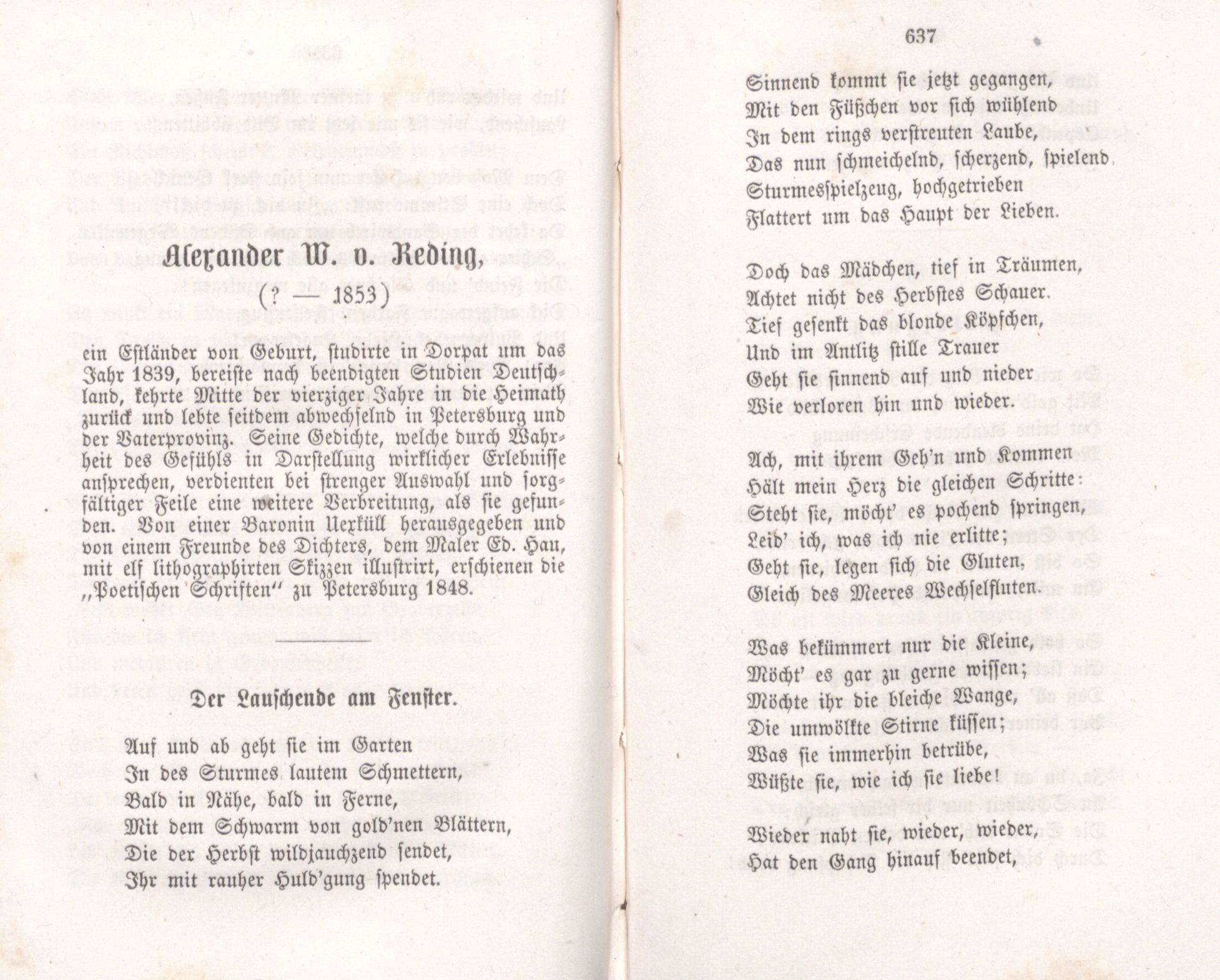 Der Lauschende am Fenster (1855) | 1. (636-637) Haupttext