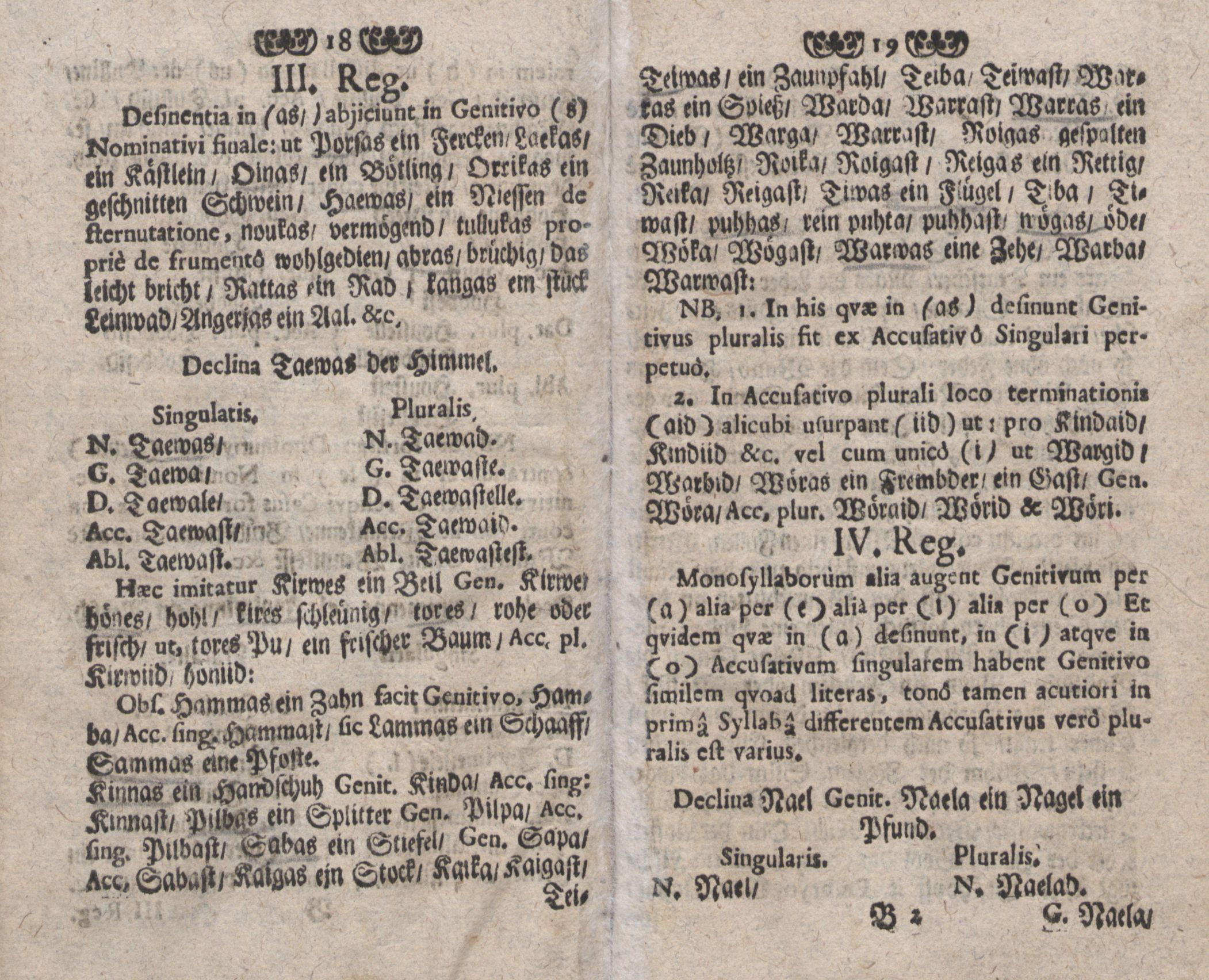 Grammatica Esthonica (1693) | 12. (18-19) Main body of text