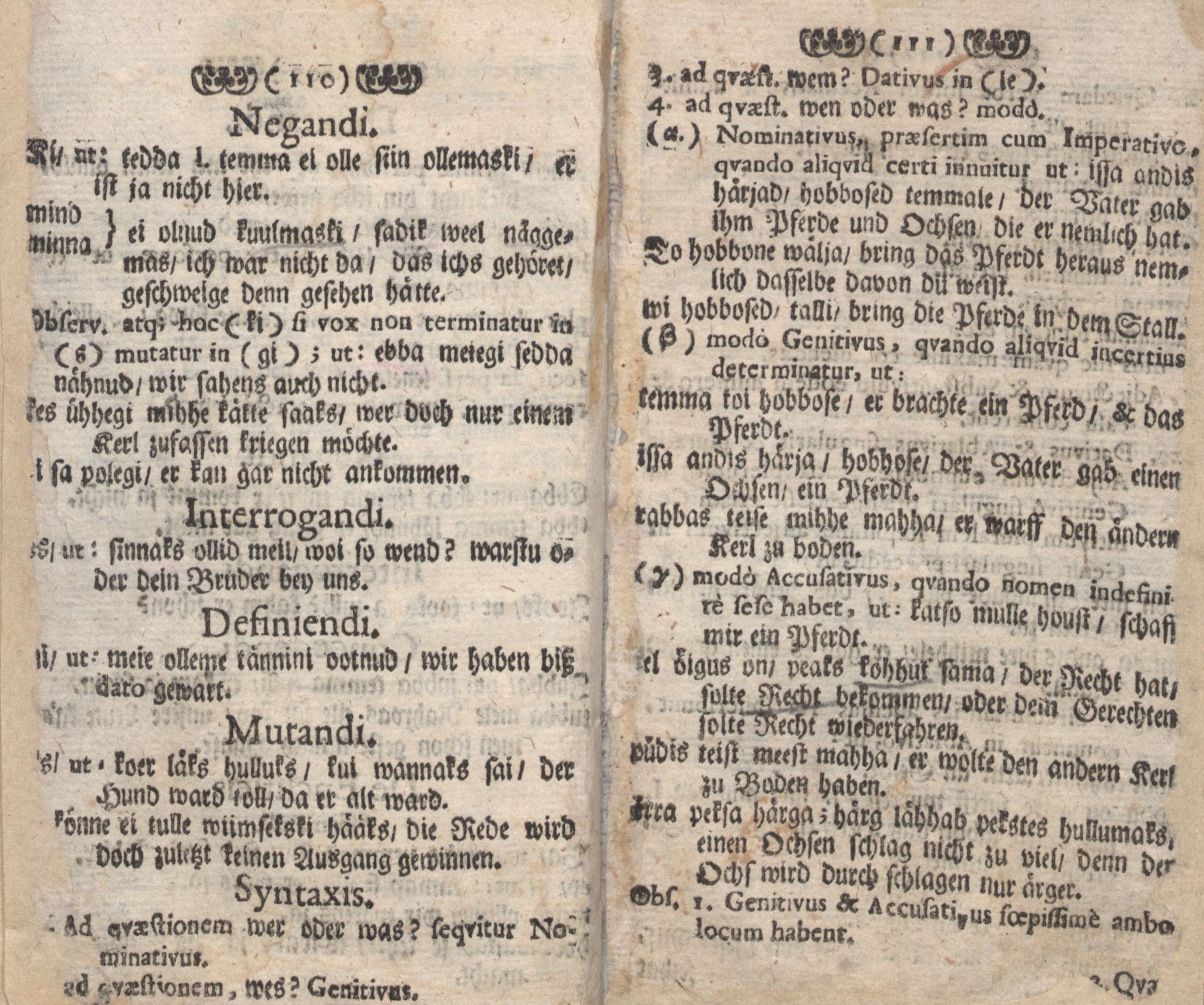 Grammatica Esthonica (1693) | 58. (110-111) Main body of text
