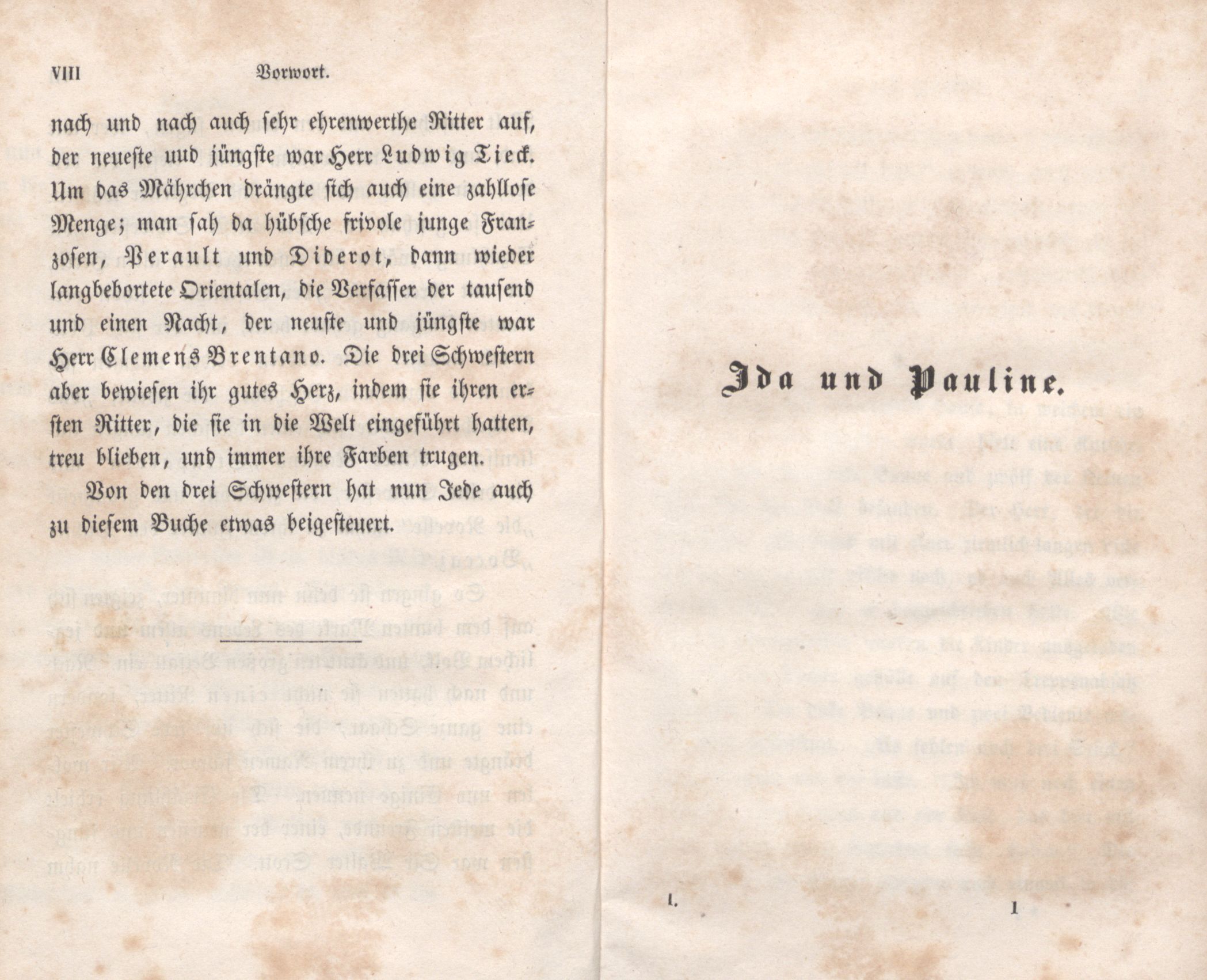 Ida und Pauline (1847) | 1. (VIII-1) Предисловие, Основной текст
