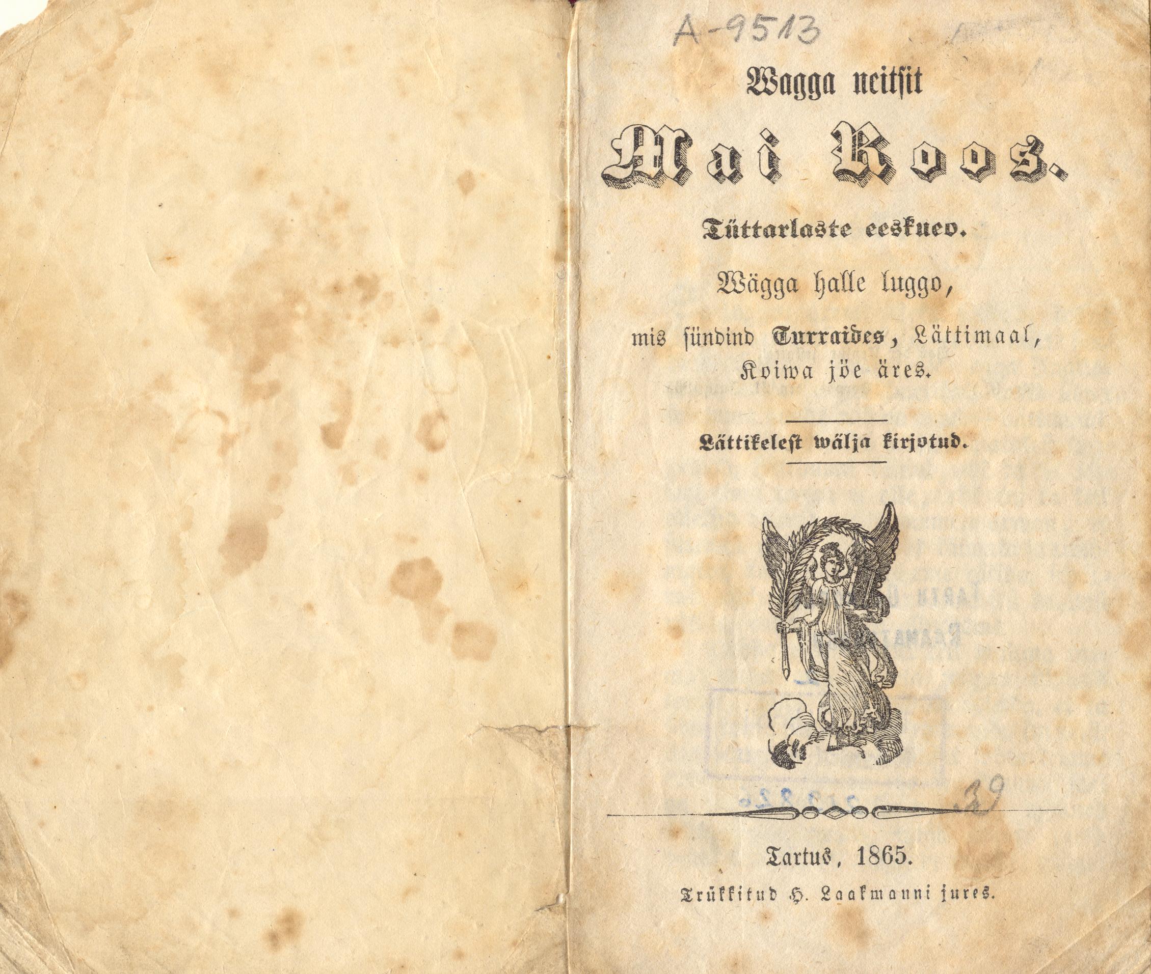 Wagga neitsit Mai Roos (1865) | 1. Title page